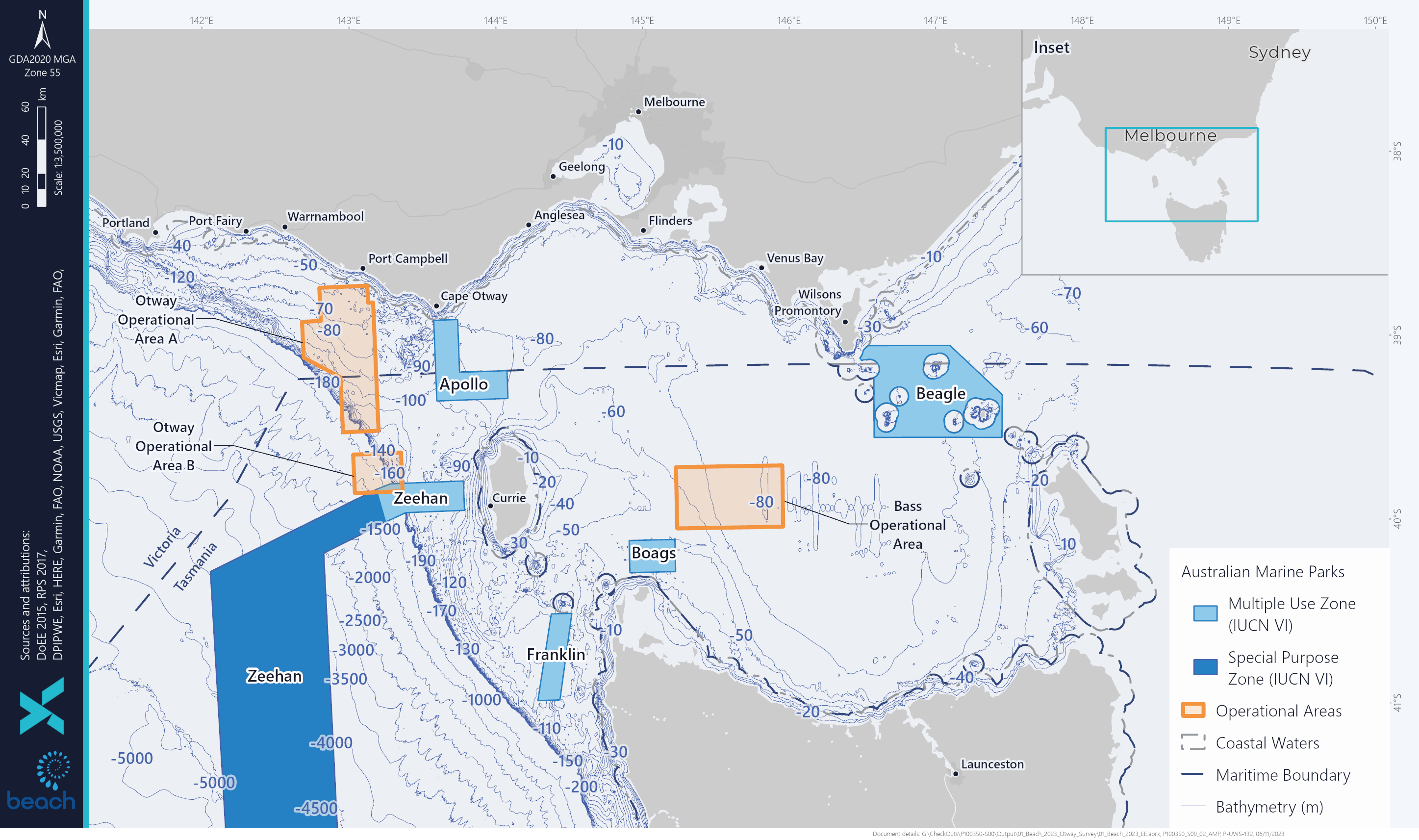 Location map - Activity: Offshore Gas Victoria Geophysical and Geotechnical Seabed Survey (refer to description)