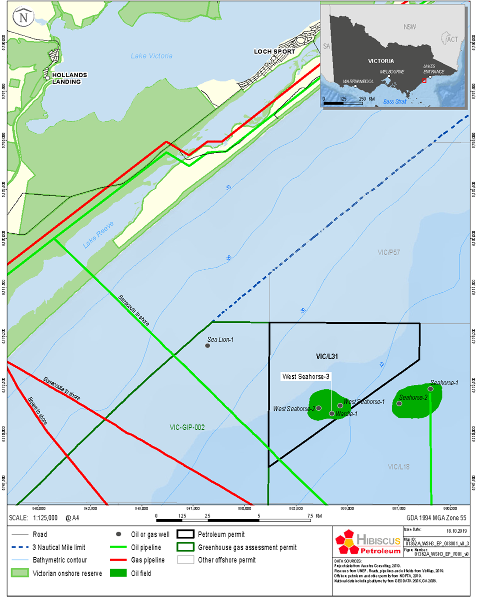 Location map - Activity: West Seahorse-3/Wardie-1 Wells Non-production Operations (refer to description)