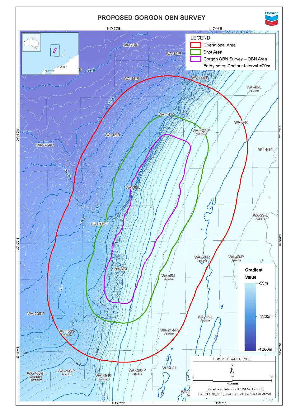 Location map - Activity: Gorgon Ocean Bottom Node Seismic Survey (refer to description)