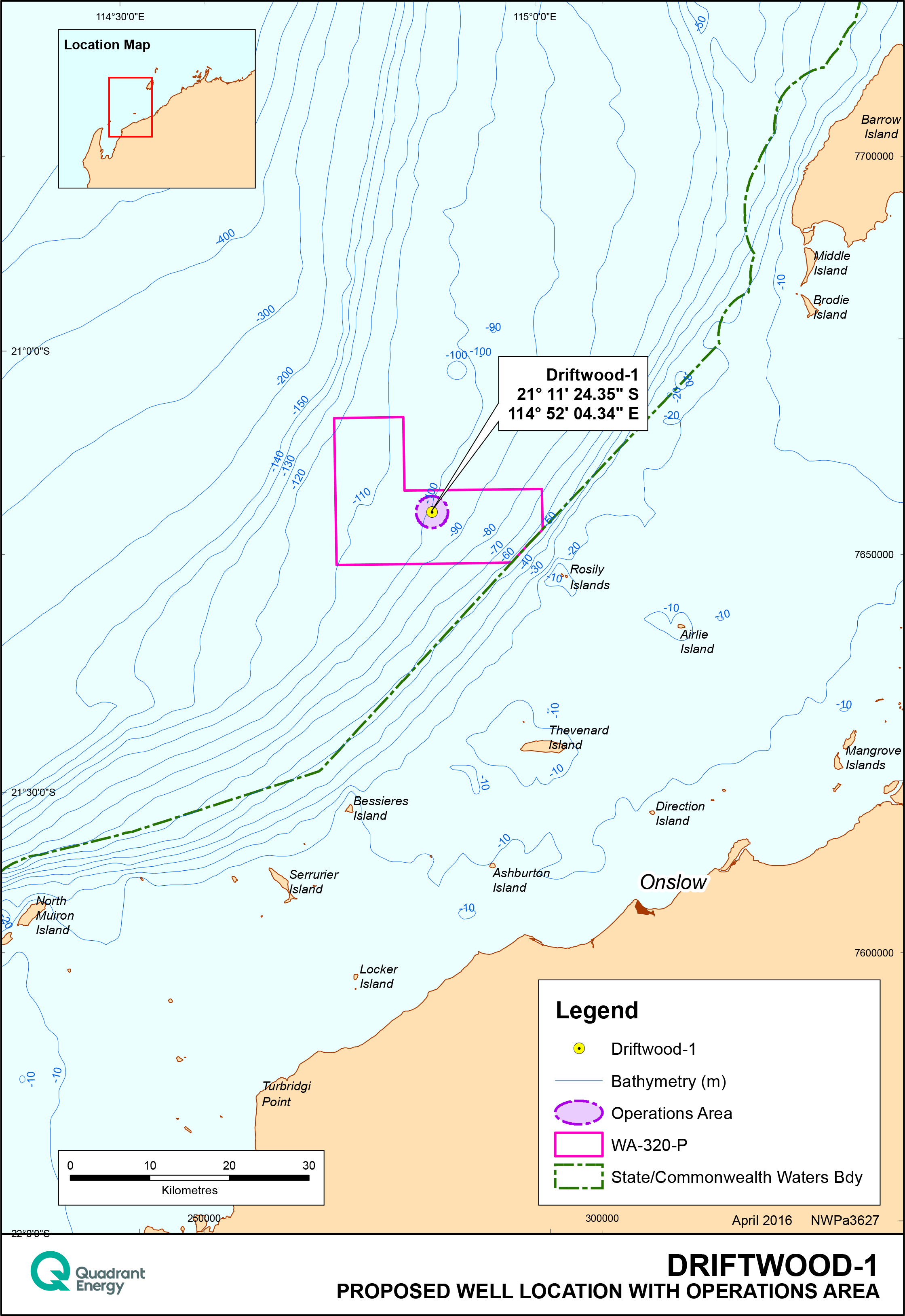 Location map - Activity: Driftwood-1 Well Exploration Drilling (refer to description)
