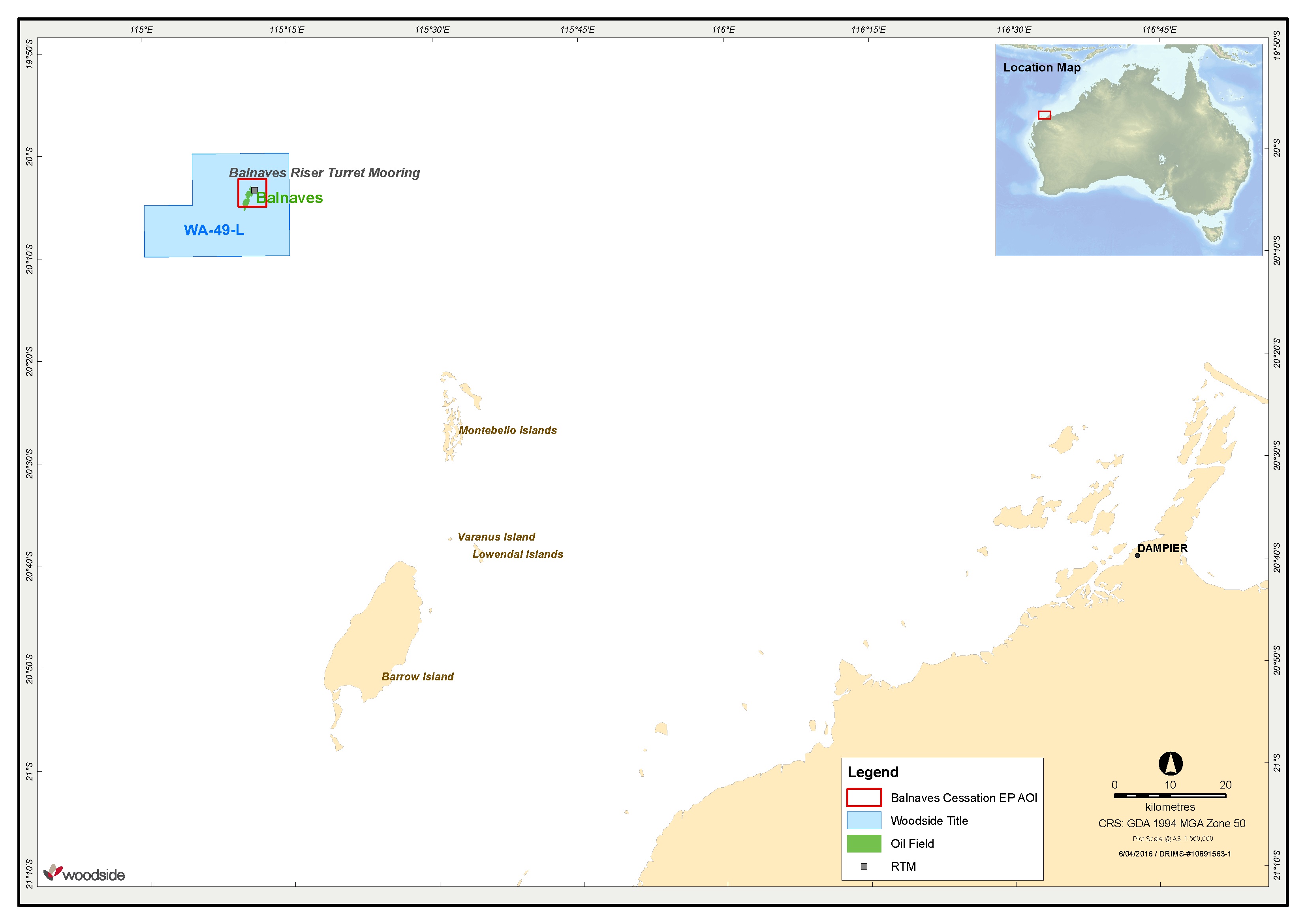 Location map - Activity: Balnaves Operations Cessation  (refer to description)