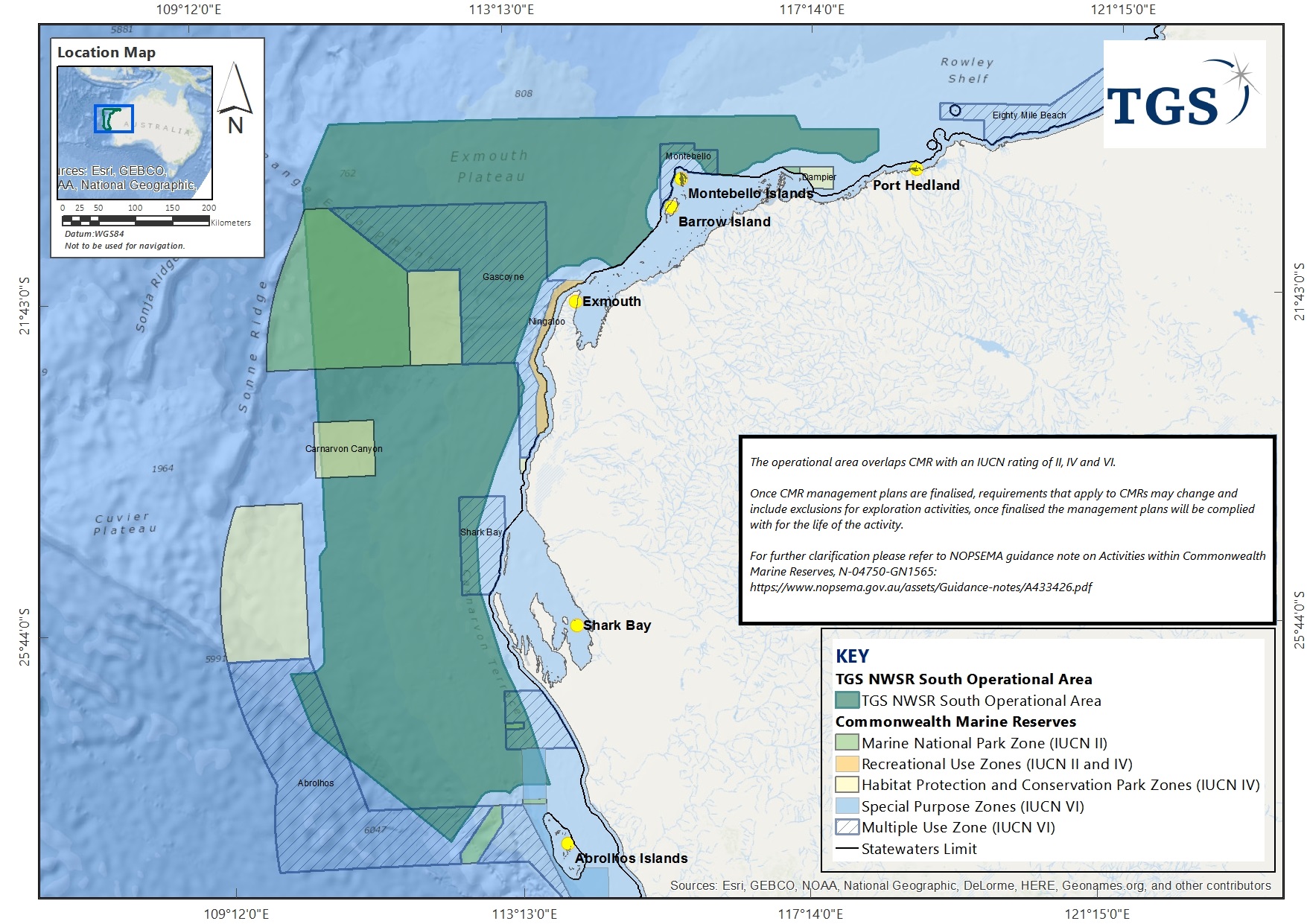 Location map - Activity: North West Shelf Renaissance South Multi Client Marine Seismic Surveys (refer to description)