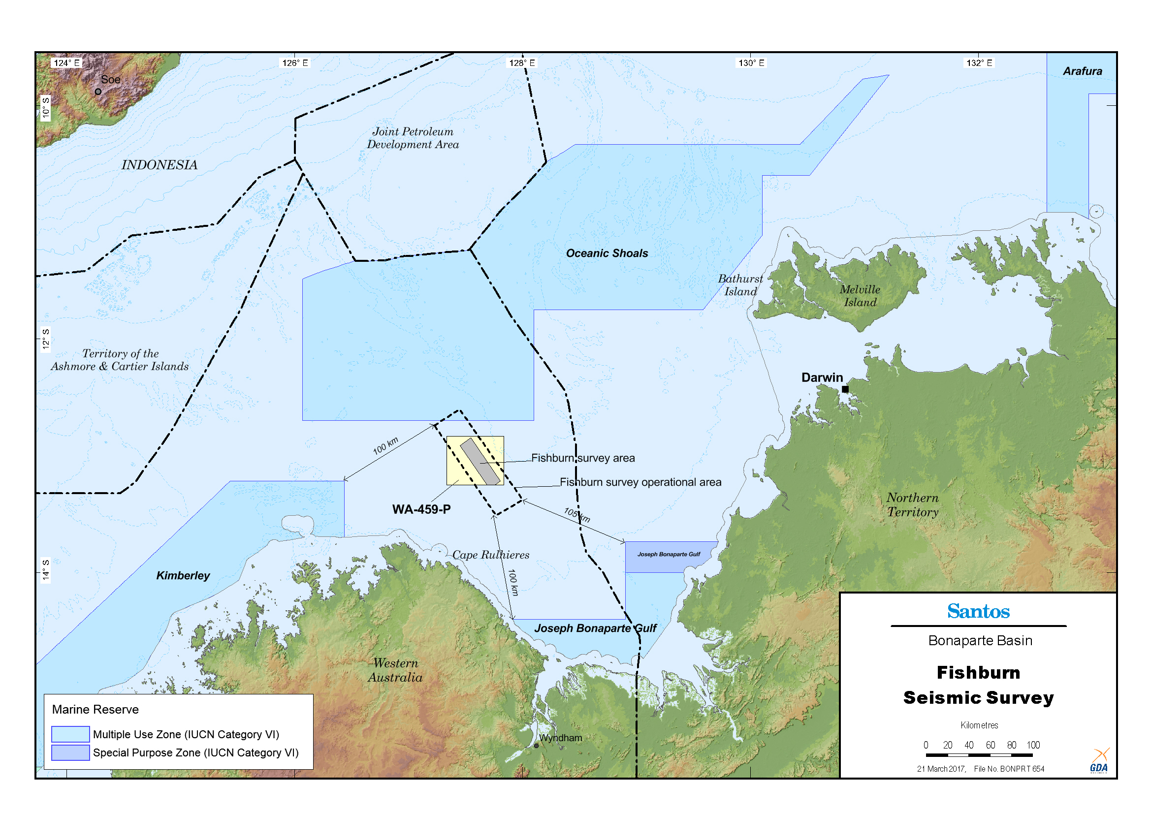 Location map - Activity: Fishburn WA-459-P 3D Seismic Survey (refer to description)