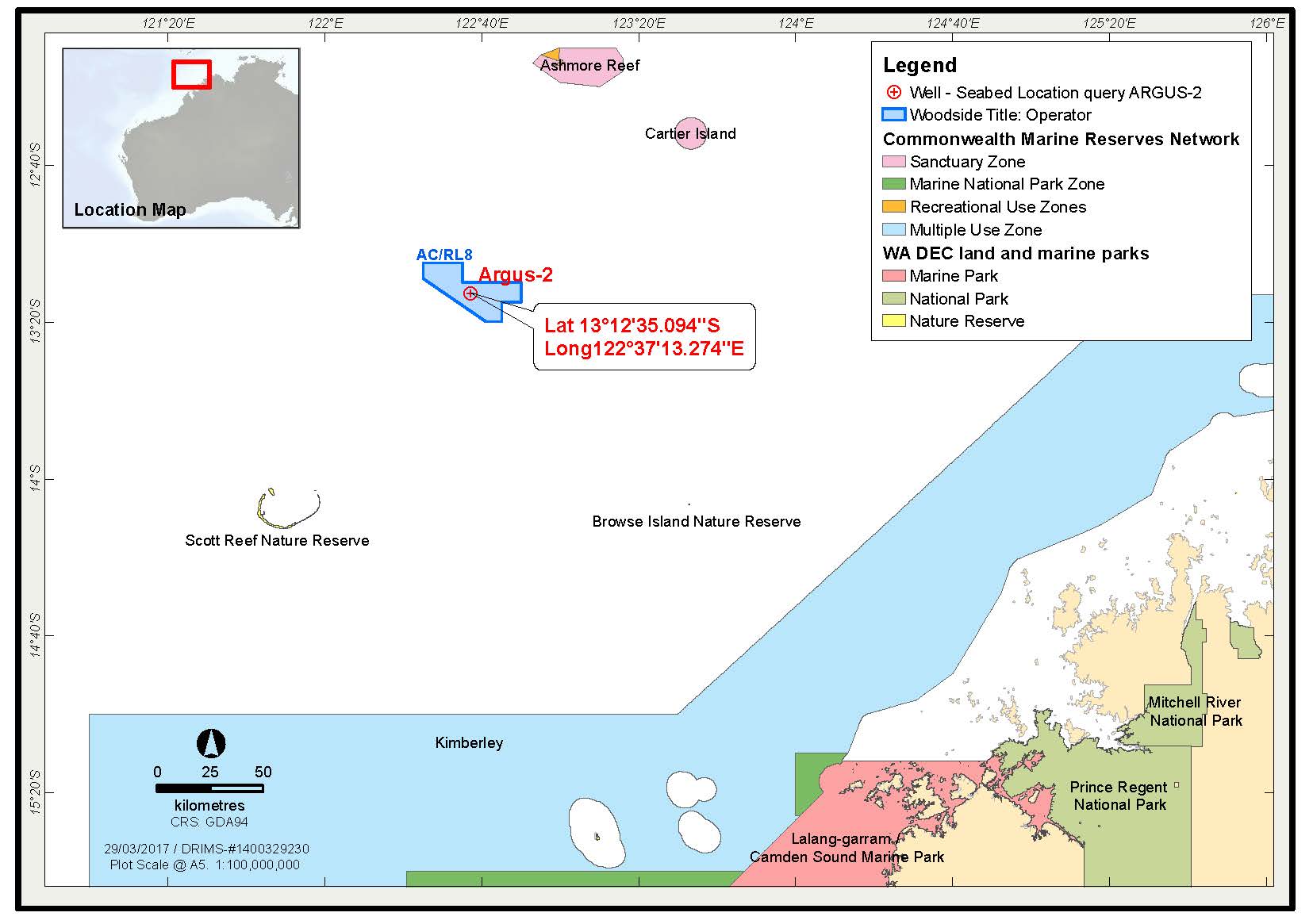 Location map - Activity: Argus-2 Wellhead (refer to description)