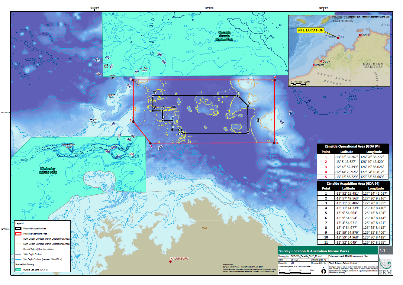Location map - Activity: Zénaïde 3D Marine Seismic Survey  2017 - 2018 (refer to description)