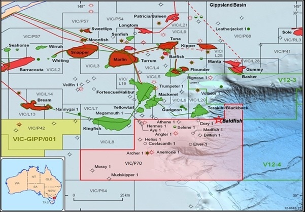 Location map - Activity: VIC/P70 Exploration Drilling (refer to description)
