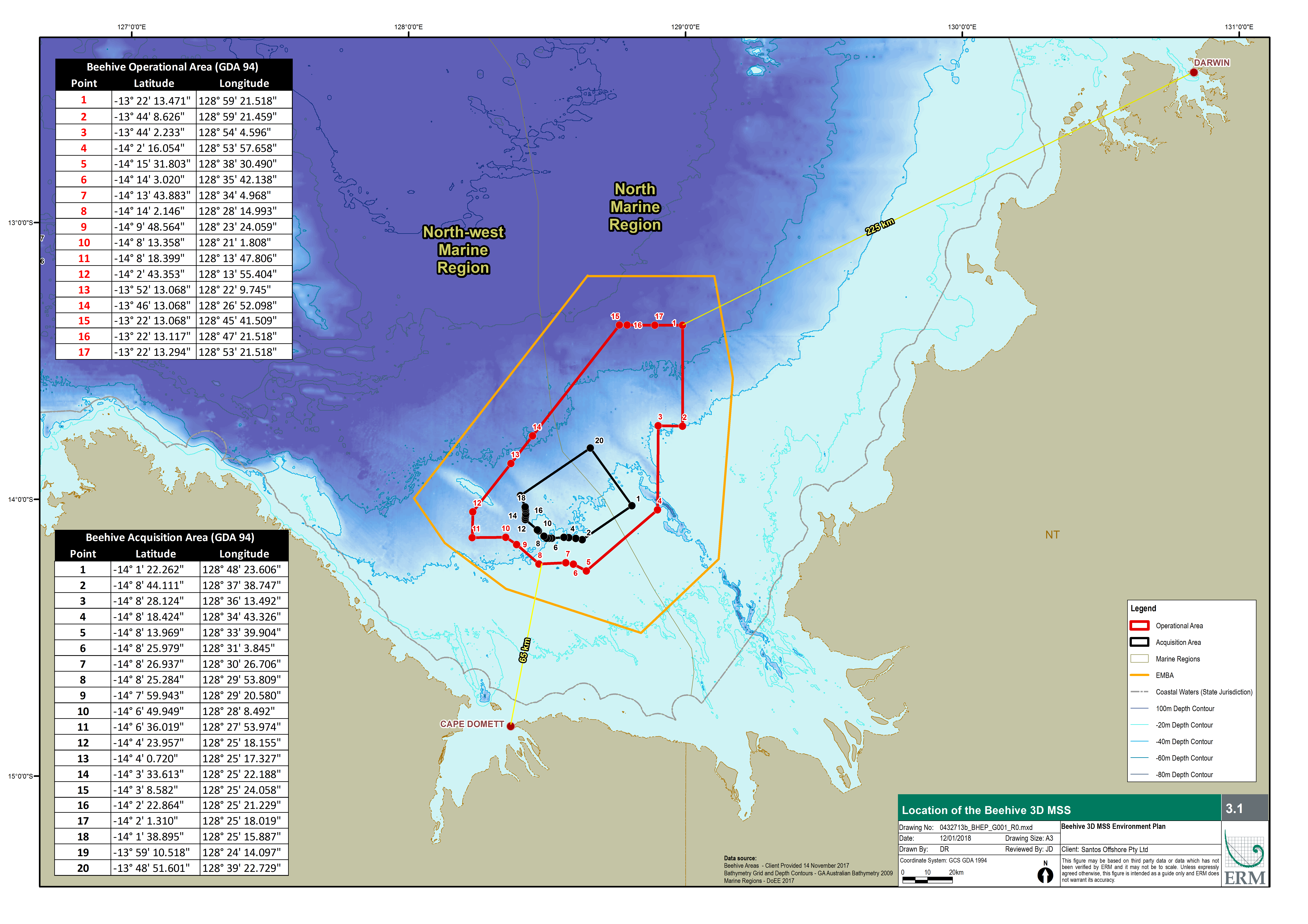 Location map - Activity: Beehive 3D Seismic Survey (refer to description)