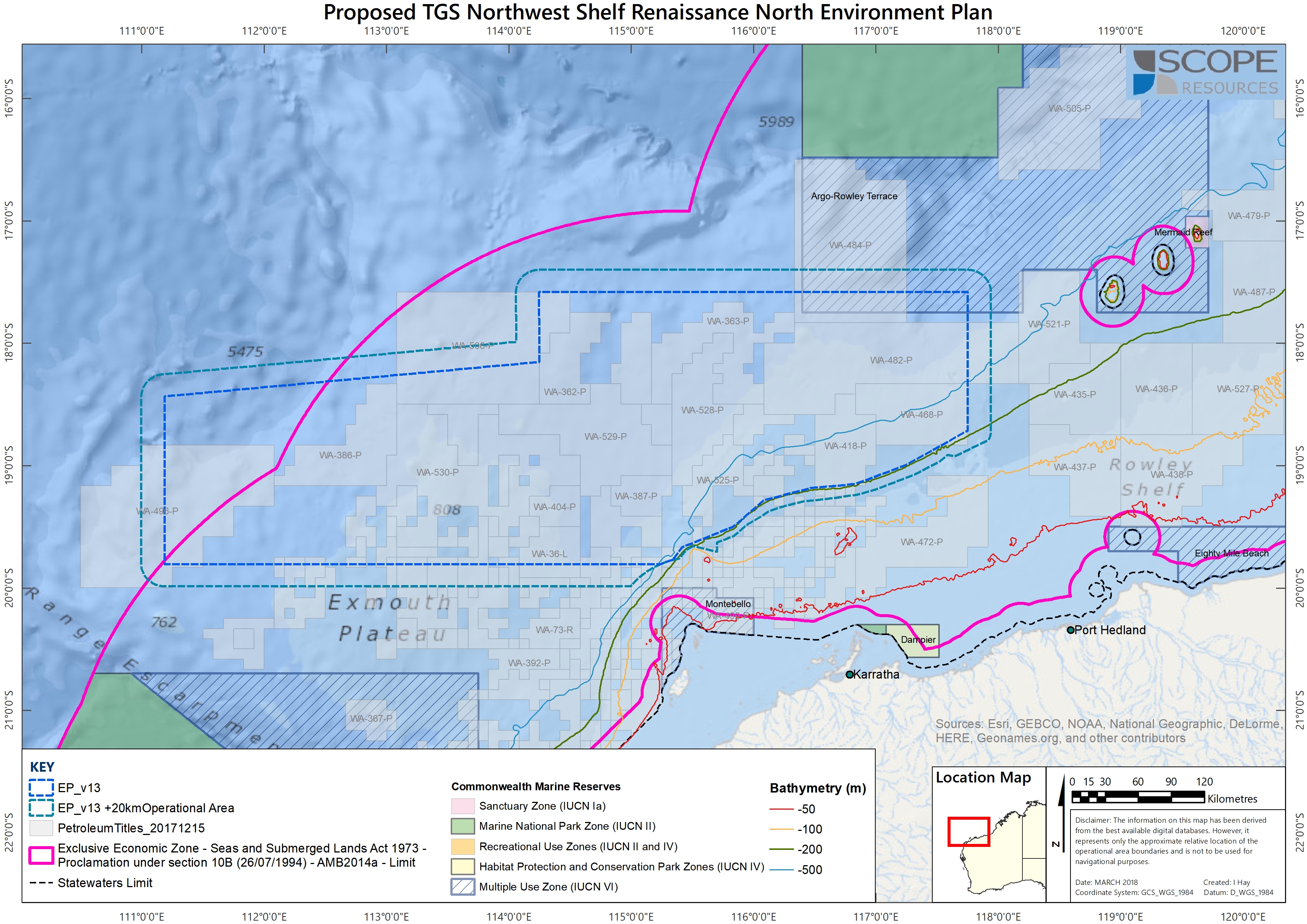 Location map - Activity: North West Shelf Renaissance North Multi Client Marine Seismic Surveys (refer to description)