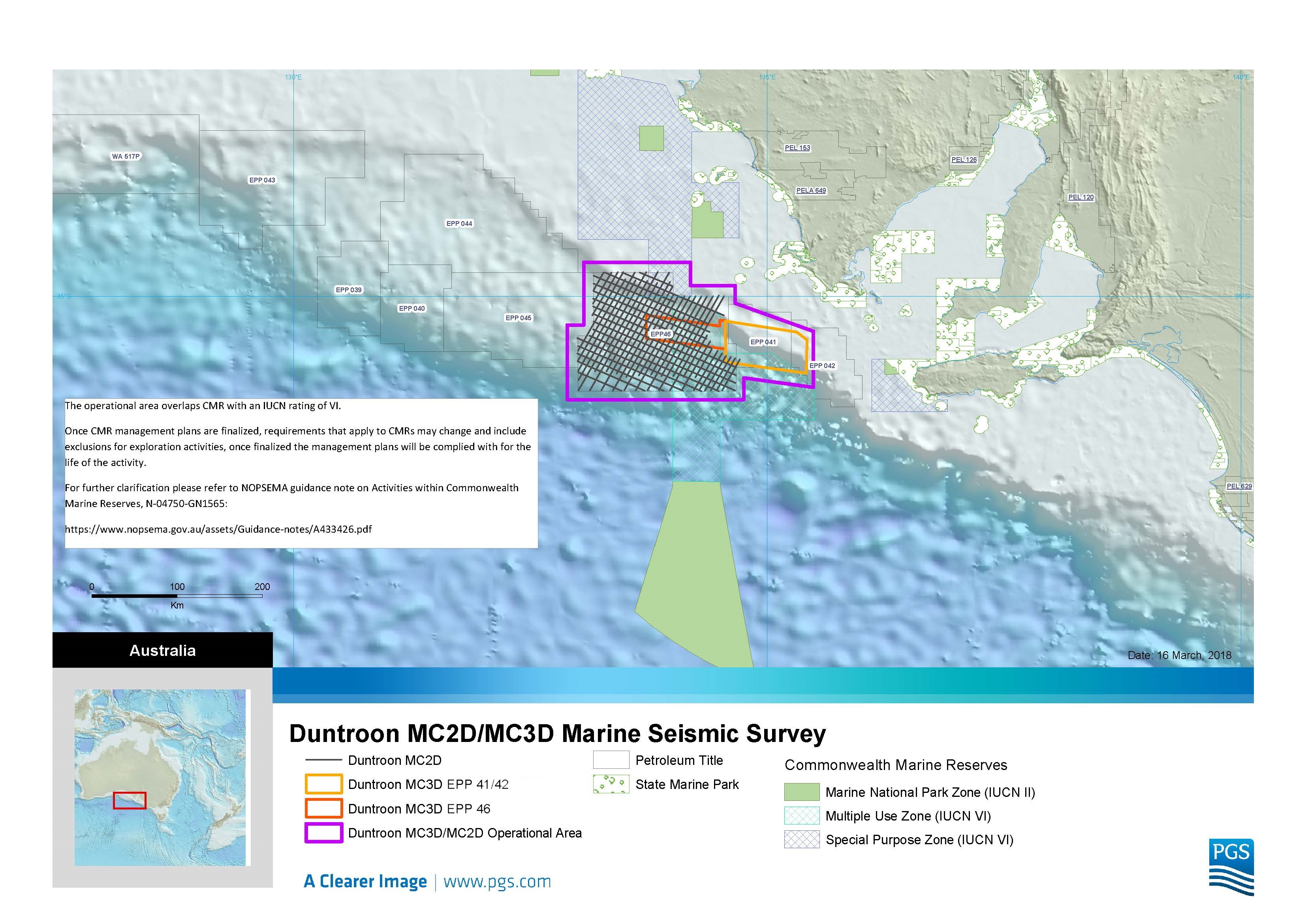 Location map - Activity: Duntroon Multi-client 3D and 2D Marine Seismic Survey  (refer to description)
