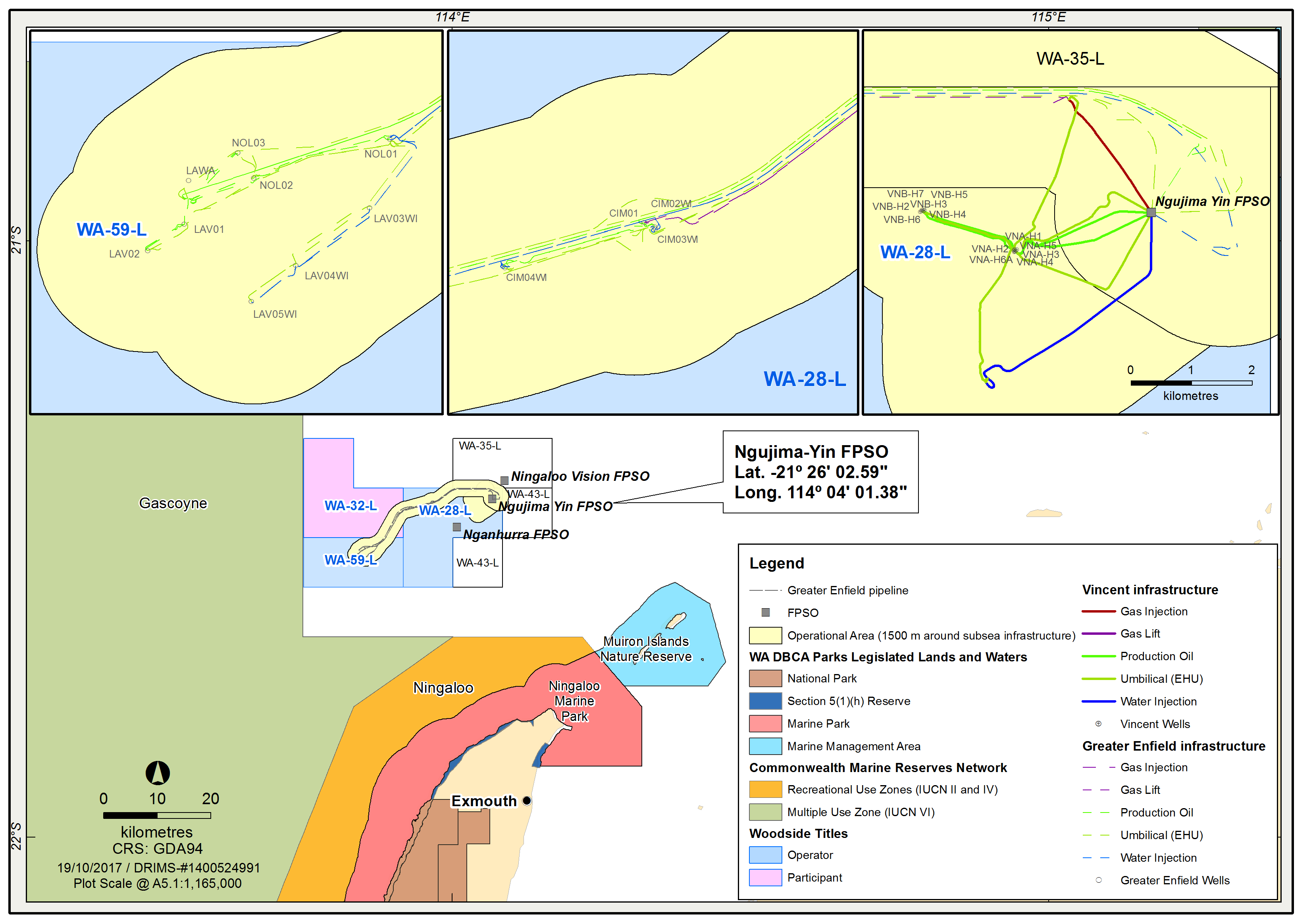 Location map - Activity: Vincent Maersk Ngujima-Yin FPSO Operations (refer to description)