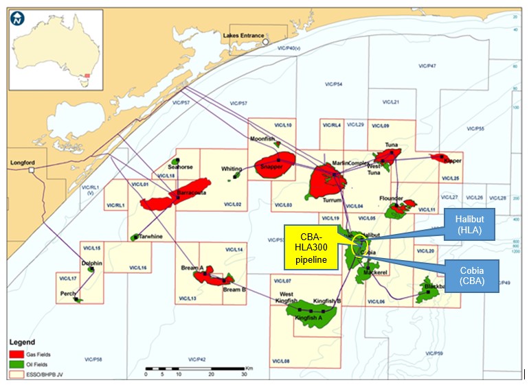 Location map - Activity: Cobia Pipeline Repair Project (refer to description)