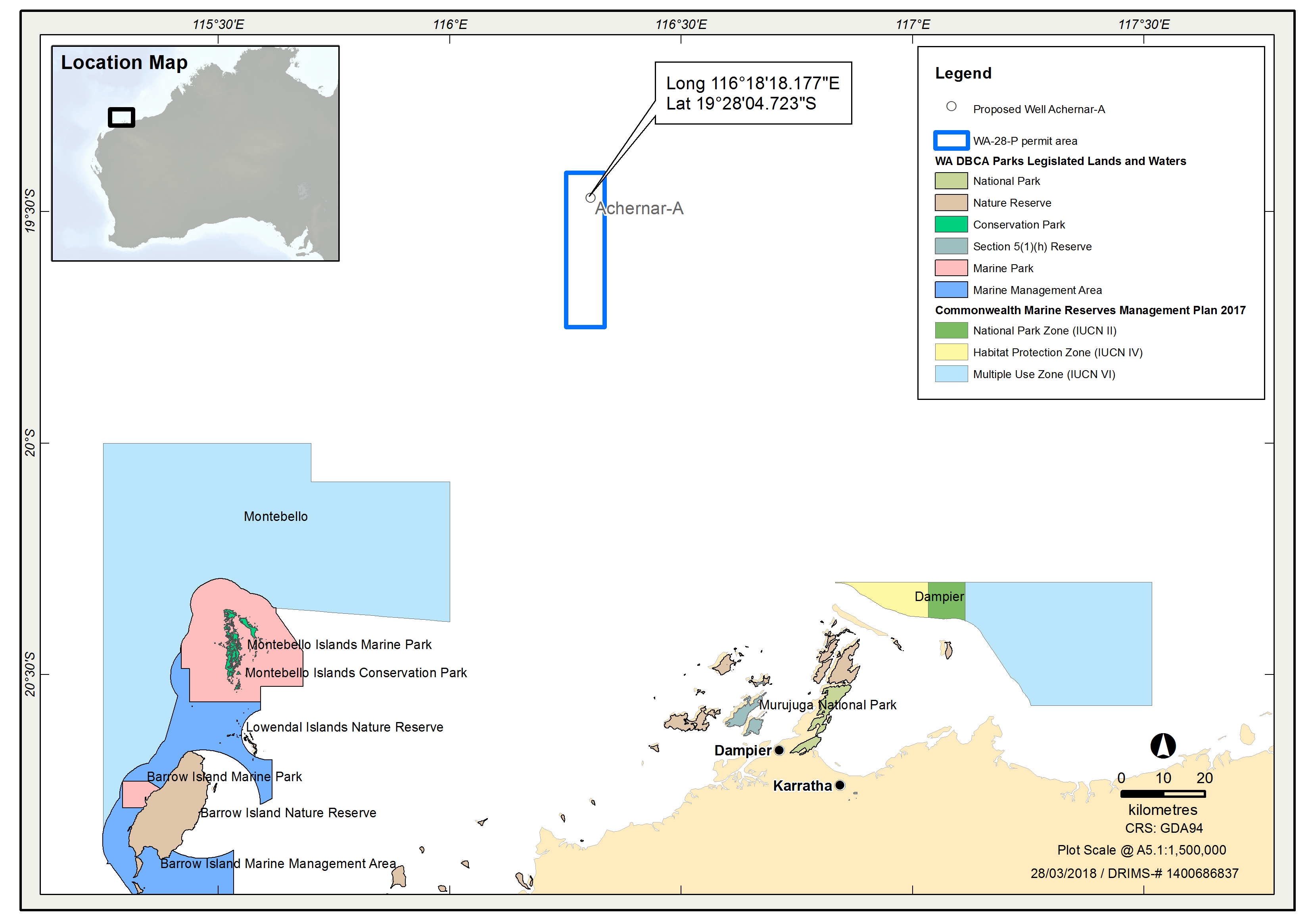 Location map - Activity: WA-28-P Drilling  (refer to description)