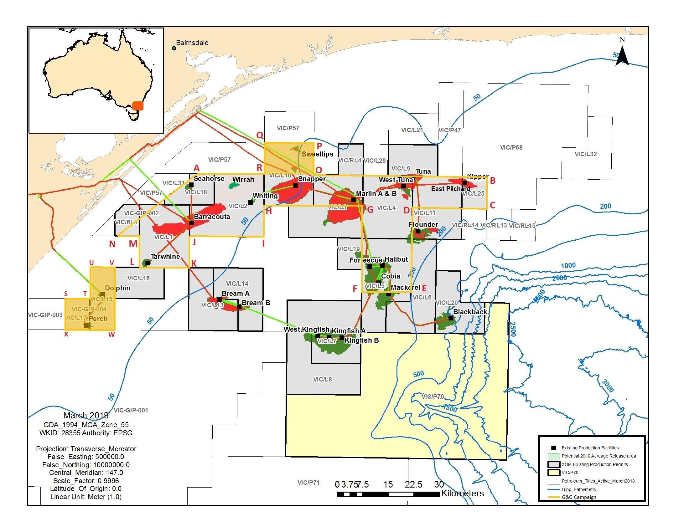 Location map - Activity: Gippsland Basin Geophysical and Geotechnical Investigations (refer to description)