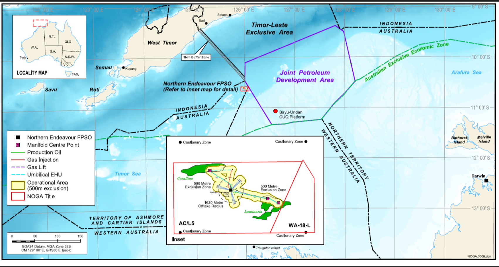 Project map - Laminaria and Corallina Fields Development (refer to Description)