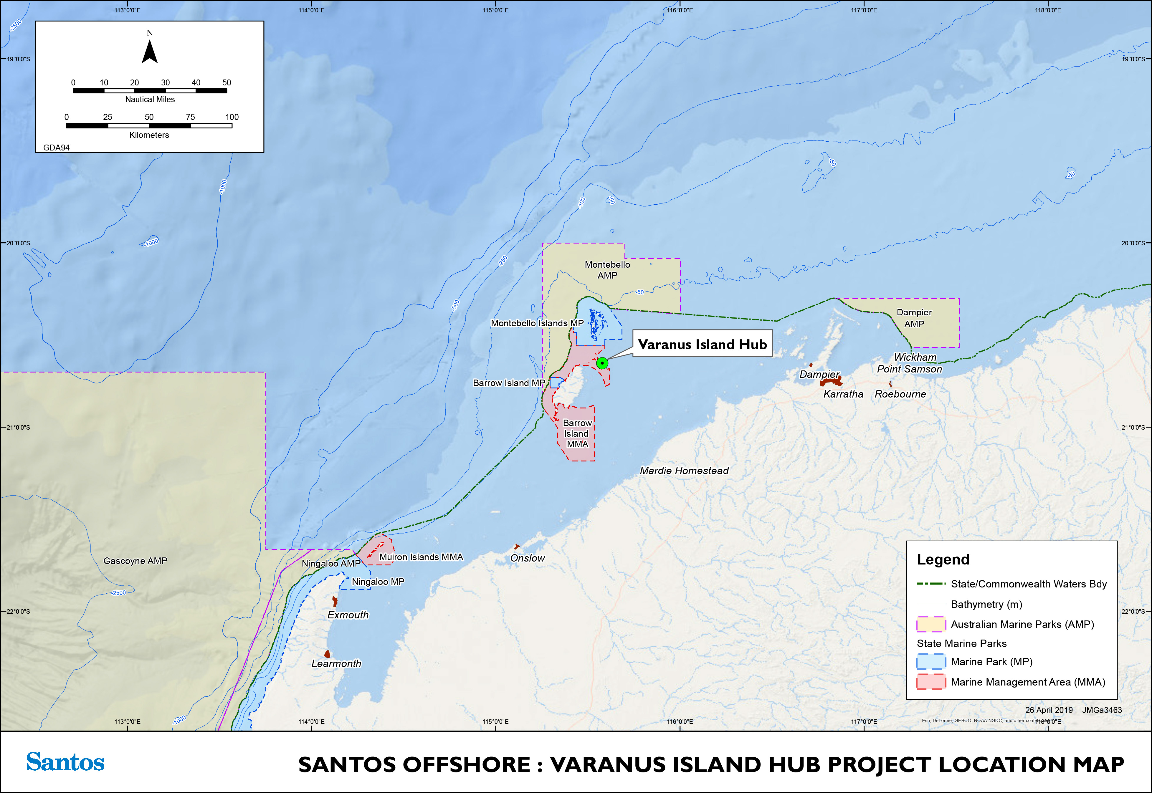 Project map - Varanus Island Hub (refer to Description)