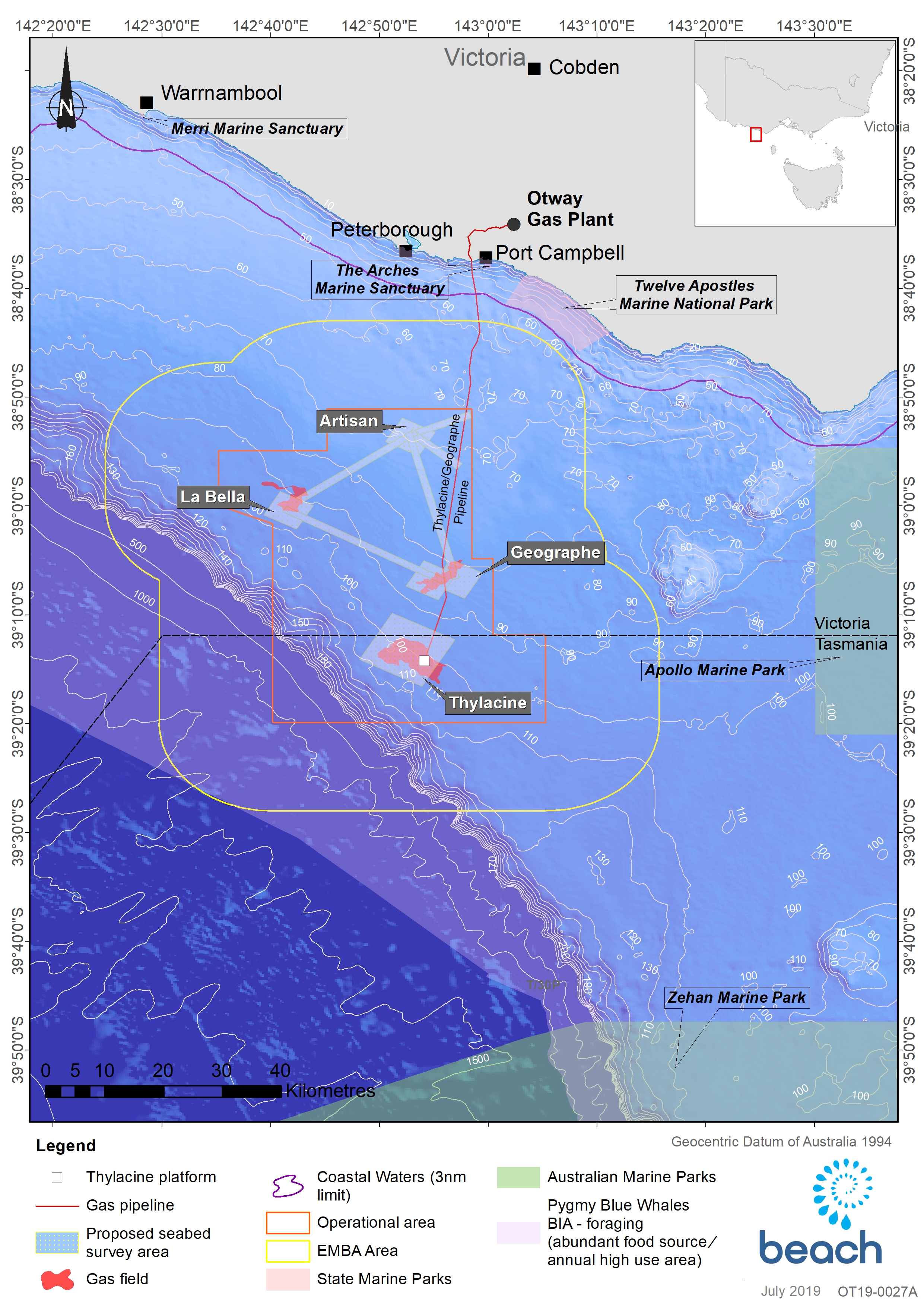 Location map - Activity: Otway Geophysical and Geotechnical Seabed Assessment  (refer to description)