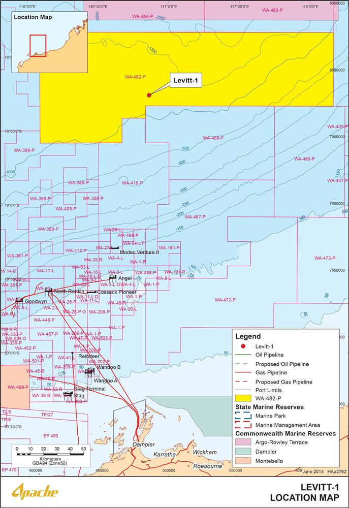 Location map - Activity: Levitt-1 Exploration Drilling (refer to description)