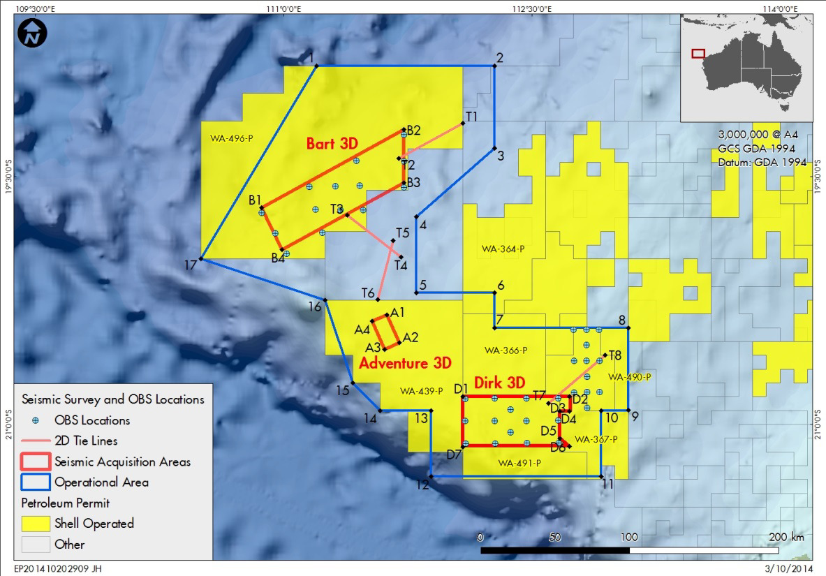Location map - Activity: Dirk Adventure Bart (DAB) 3D Marine Seismic Survey (MSS) (refer to description)