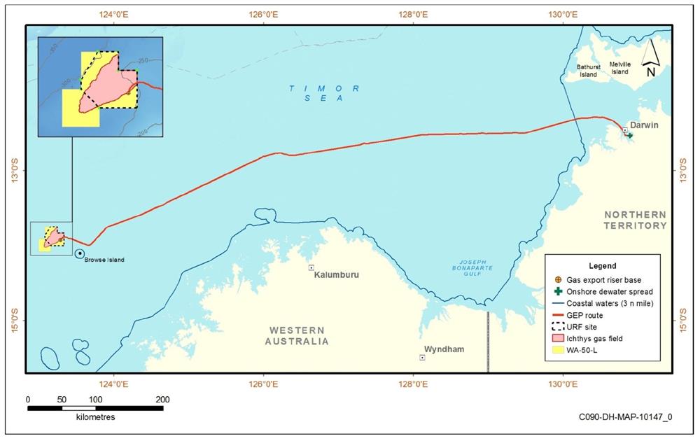 Location map - Activity: Icthys Project - Gas Export Pipeline Precommissioning (refer to description)