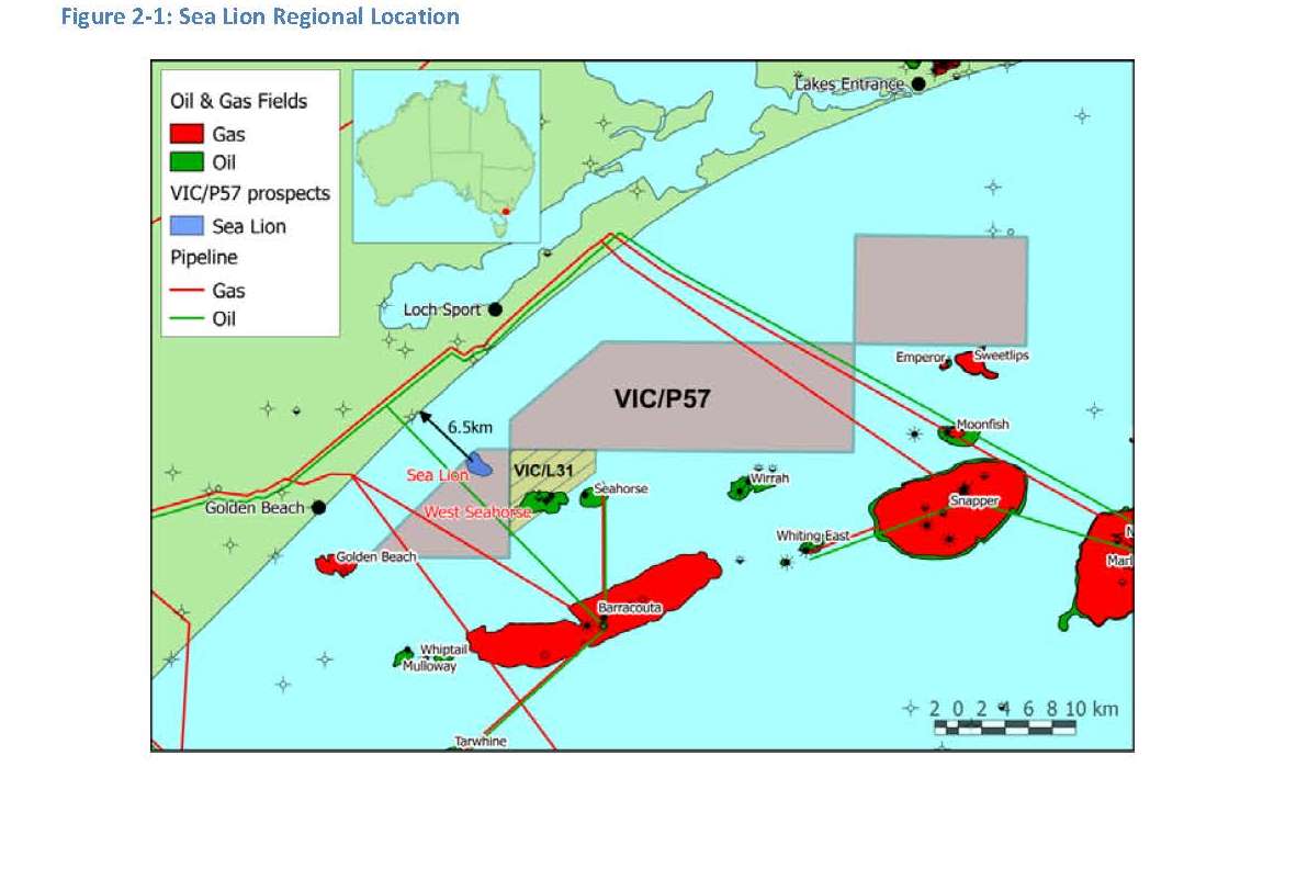 Location map - Activity: Sea Lion and West Seahorse Drilling Campaign (VIC/P57 and VIC/L31) (refer to description)