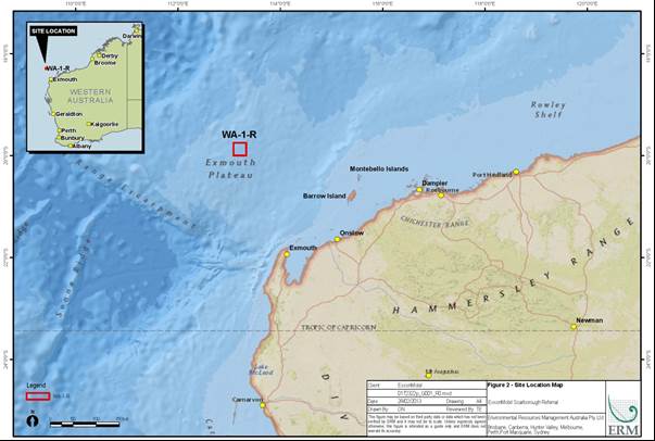 Location map - Activity: Scarborough Geotechnical Survey (refer to description)