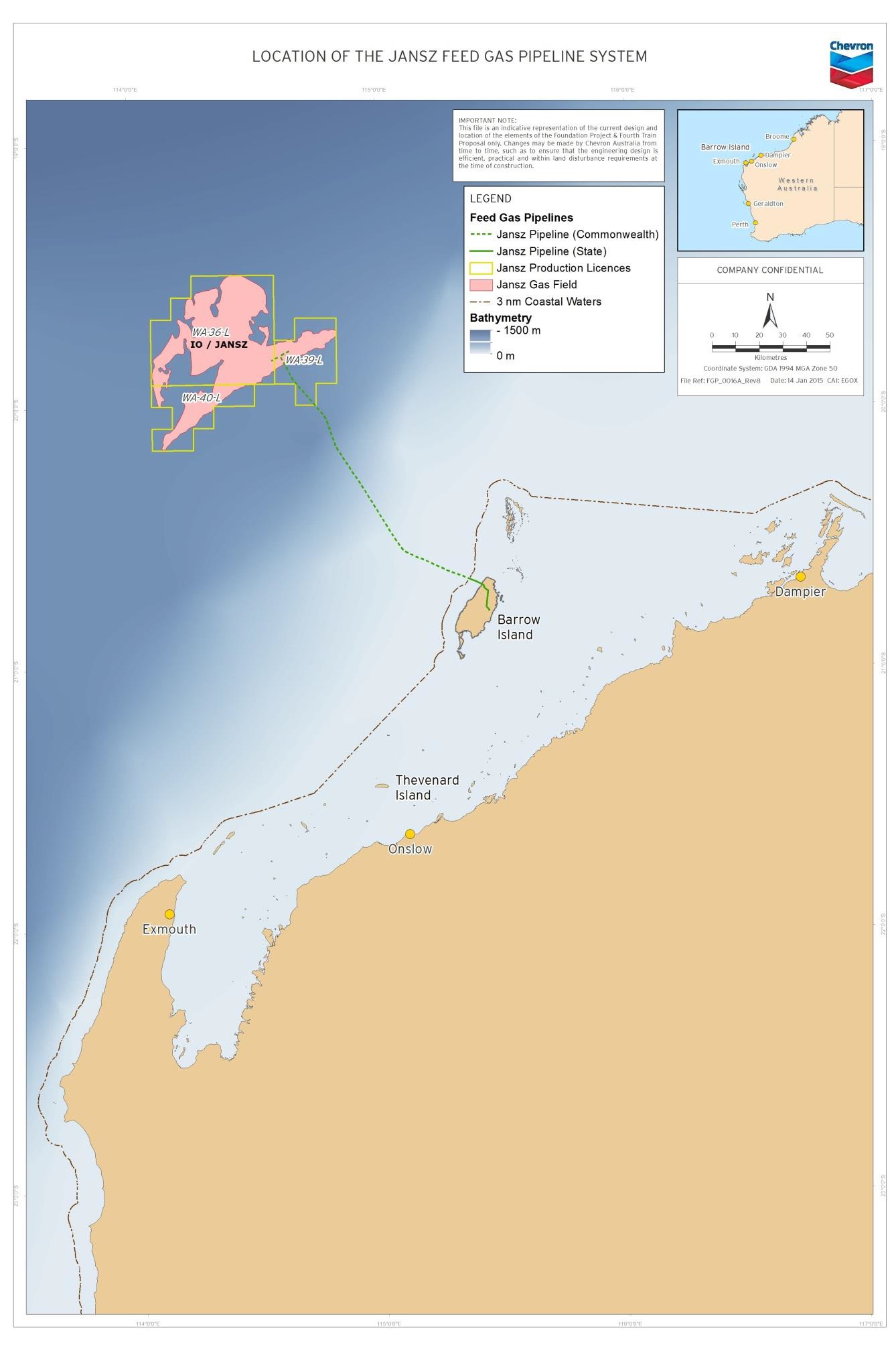 Location map - Activity: Gorgon and Jansz Feed Gas Pipeline and Wells Operations Environment Plan (refer to description)