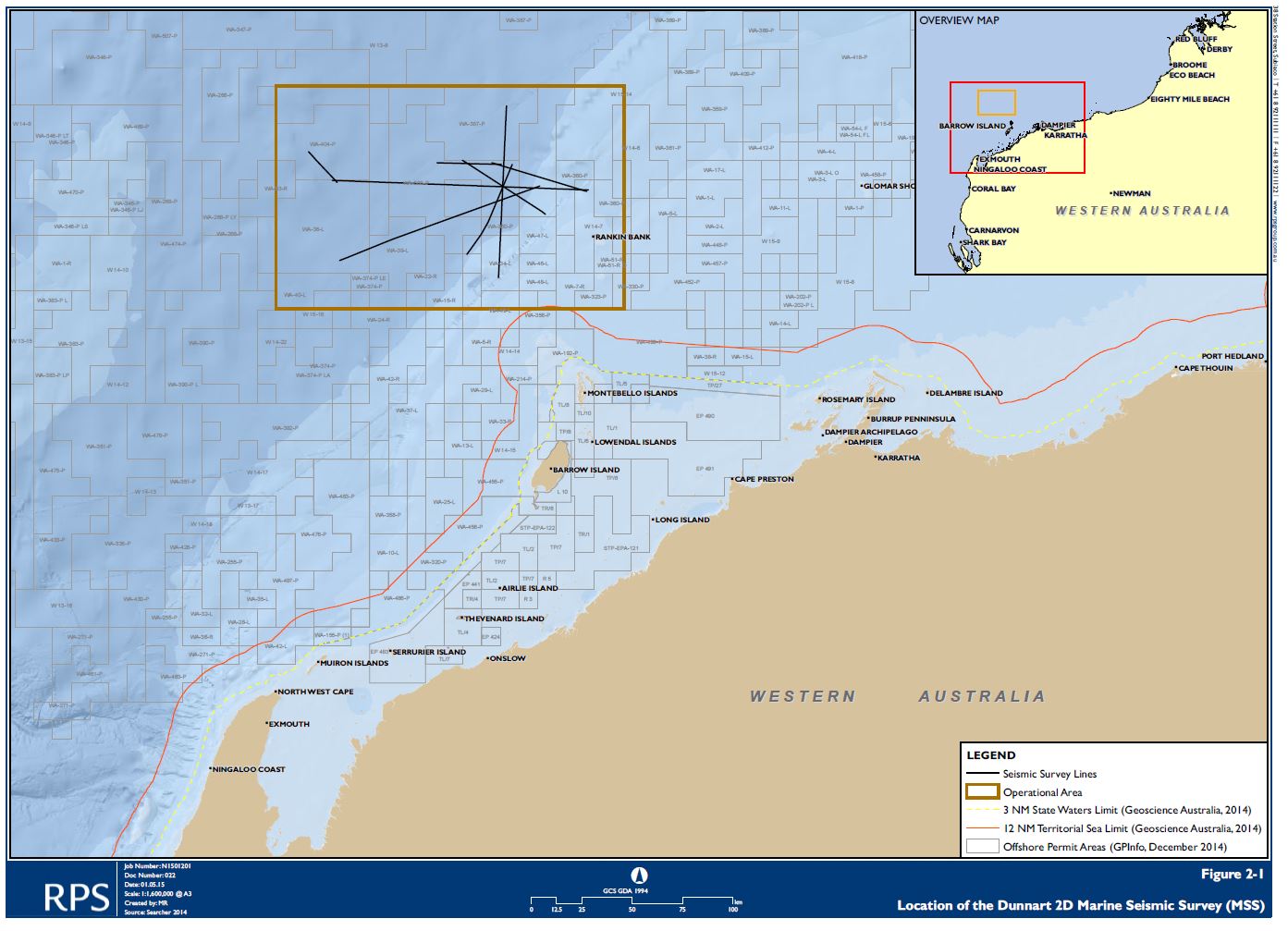 Location map - Activity: Dunnart 2D Marine Seismic Survey (refer to description)