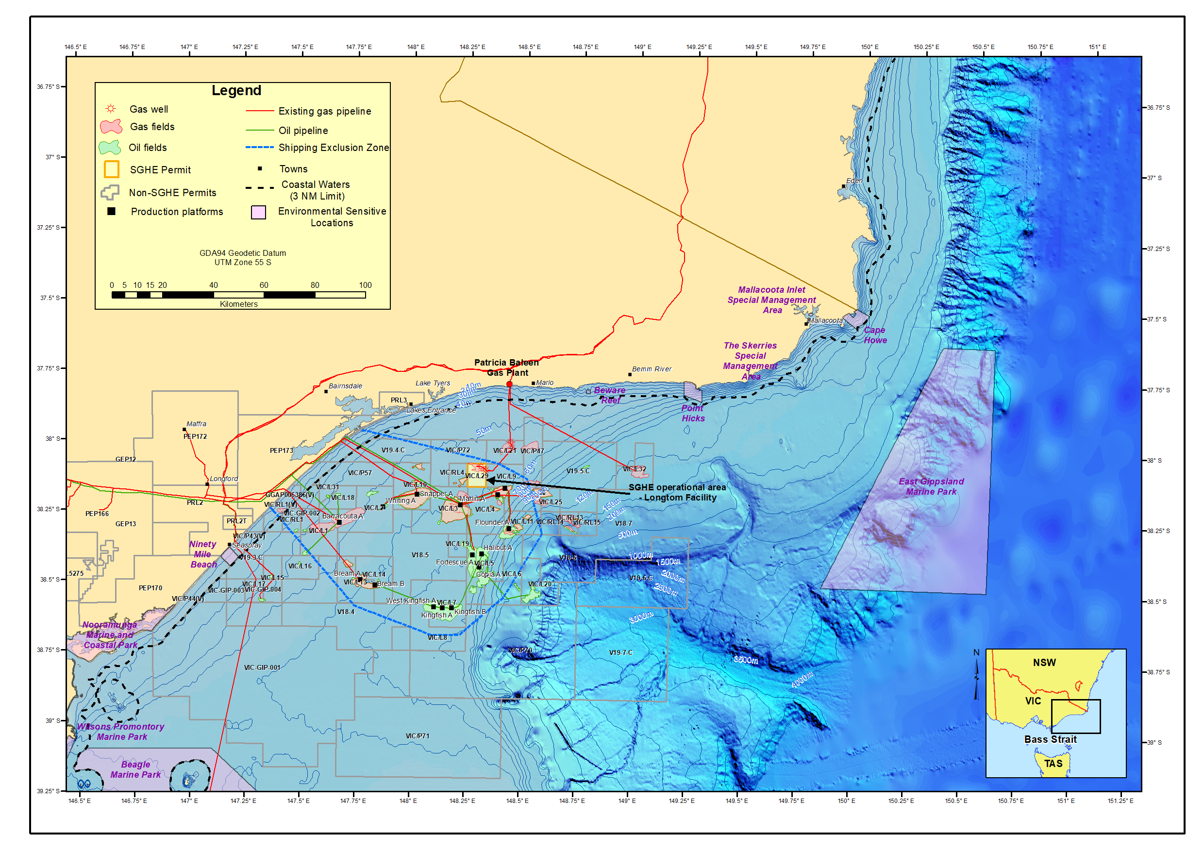 Location map - Activity: Longtom Operations (refer to description)