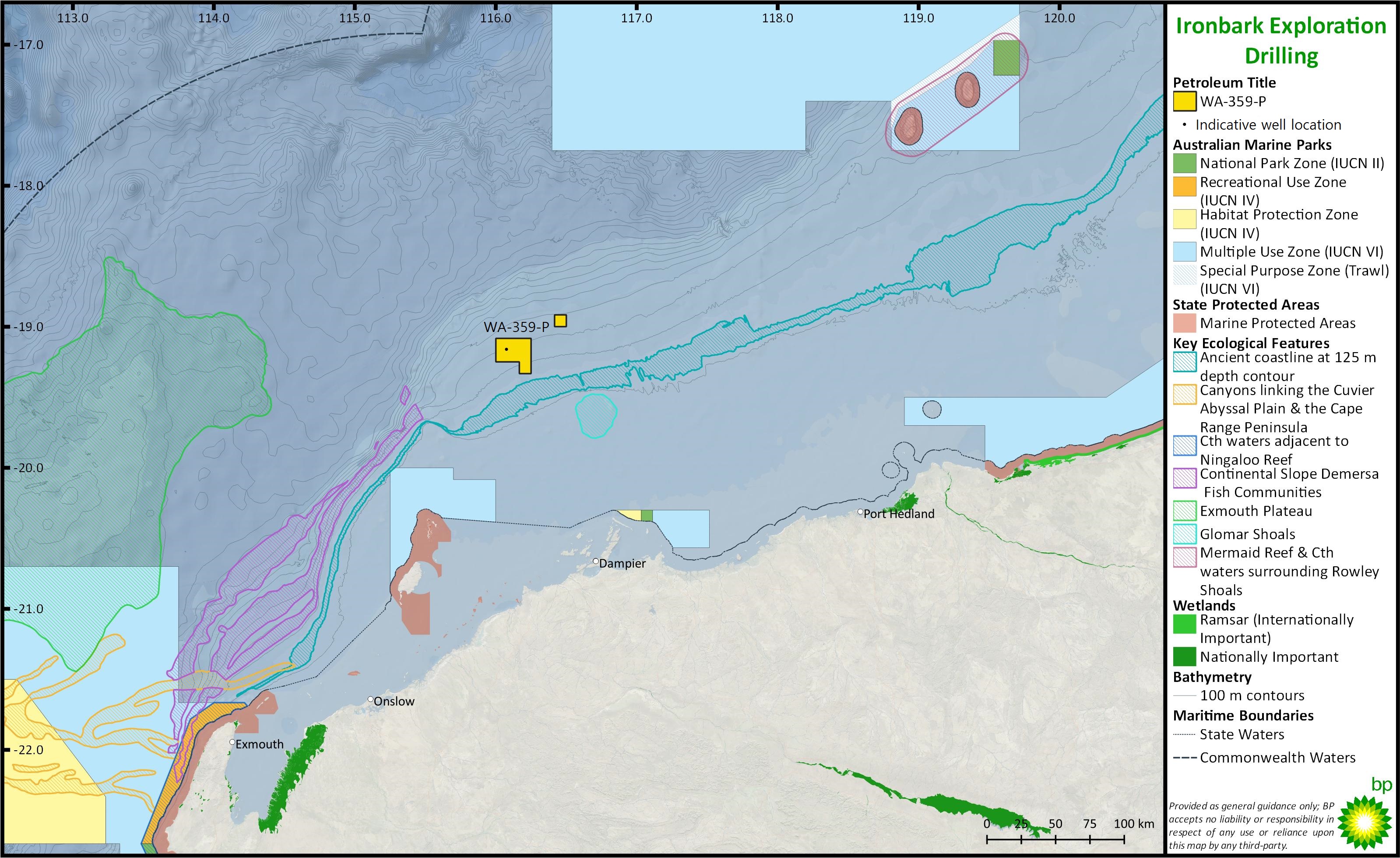Location map - Activity: Ironbark-1 Exploration Drilling Environment Plan (refer to description)