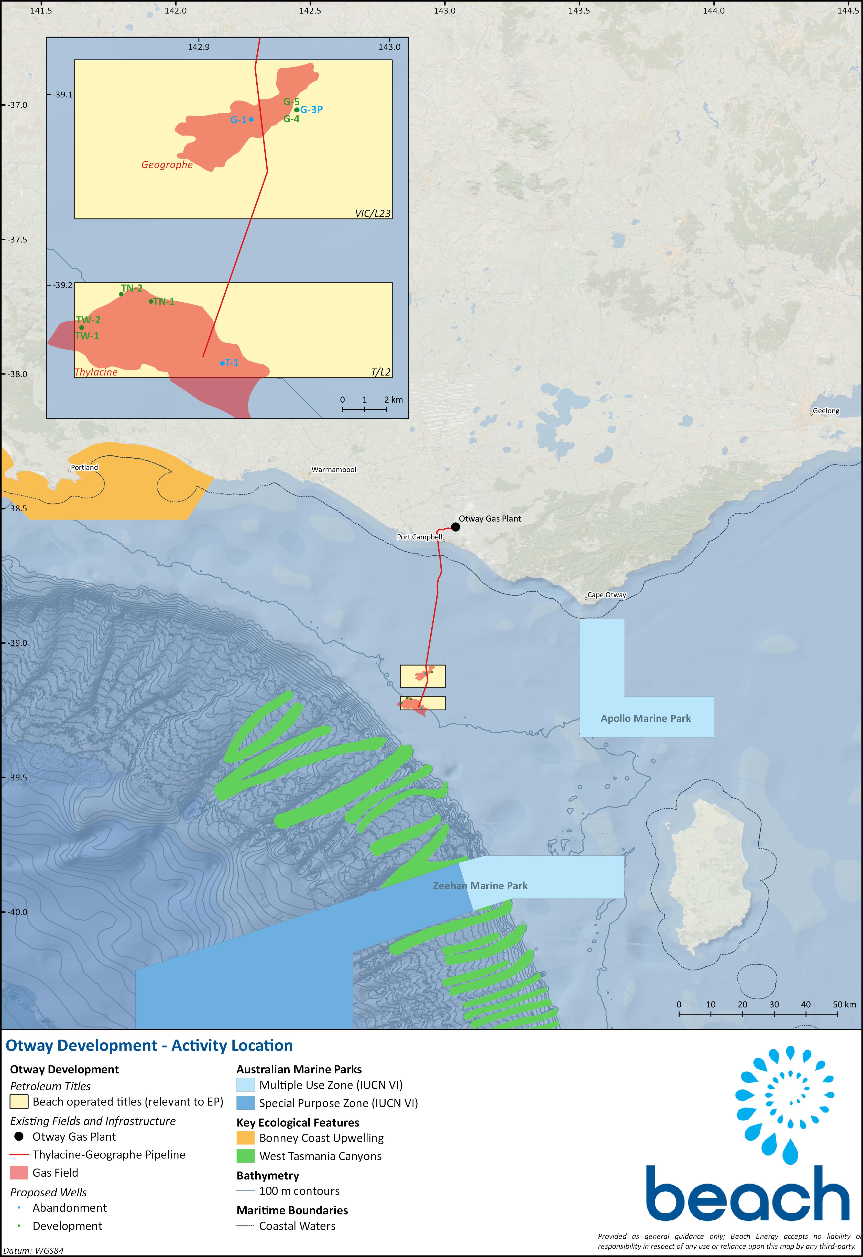Location map - Activity: Otway Development Drilling and Well Abandonment (refer to description)