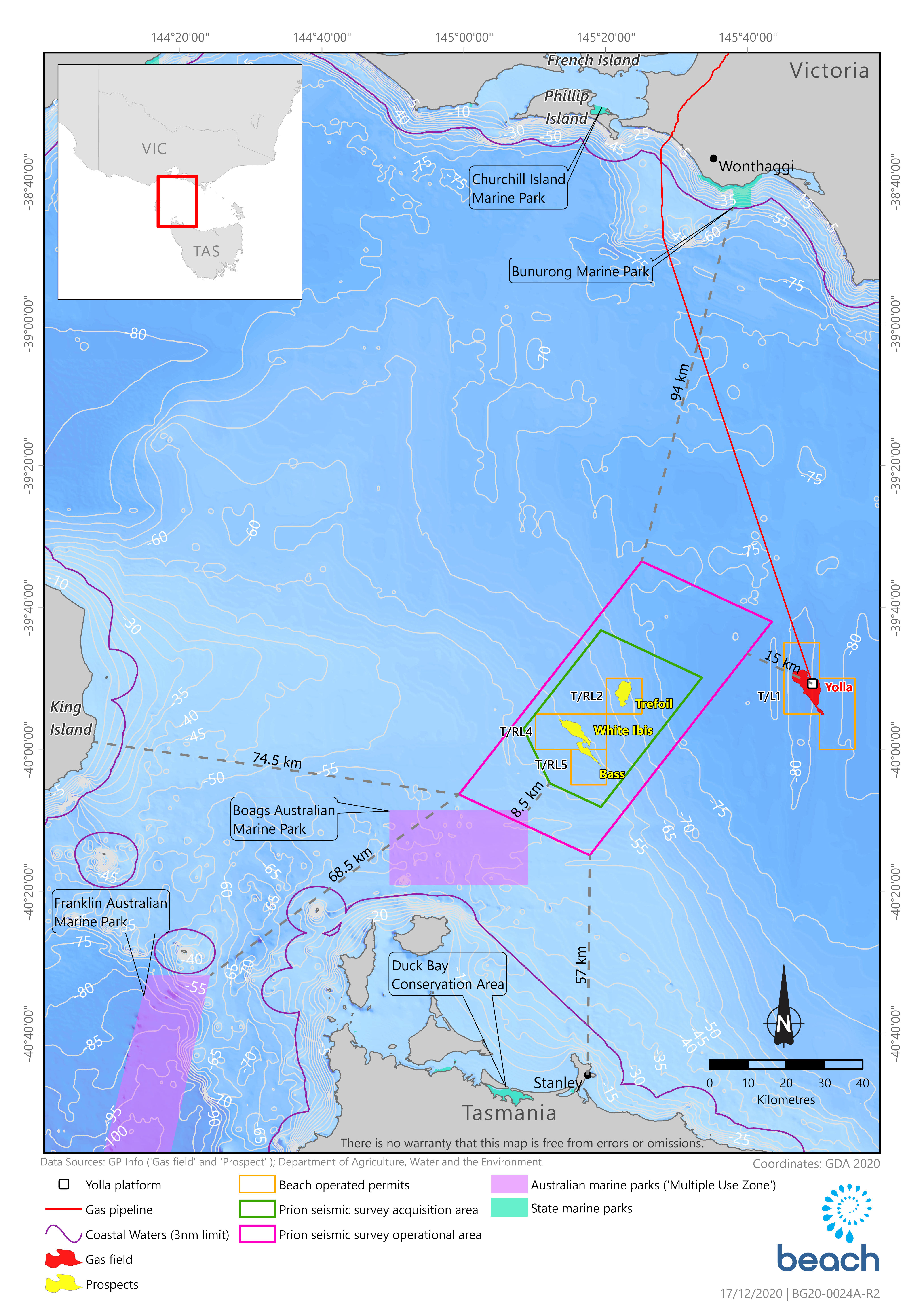 Location map - Activity: Prion 3D Marine Seismic Survey  (refer to description)