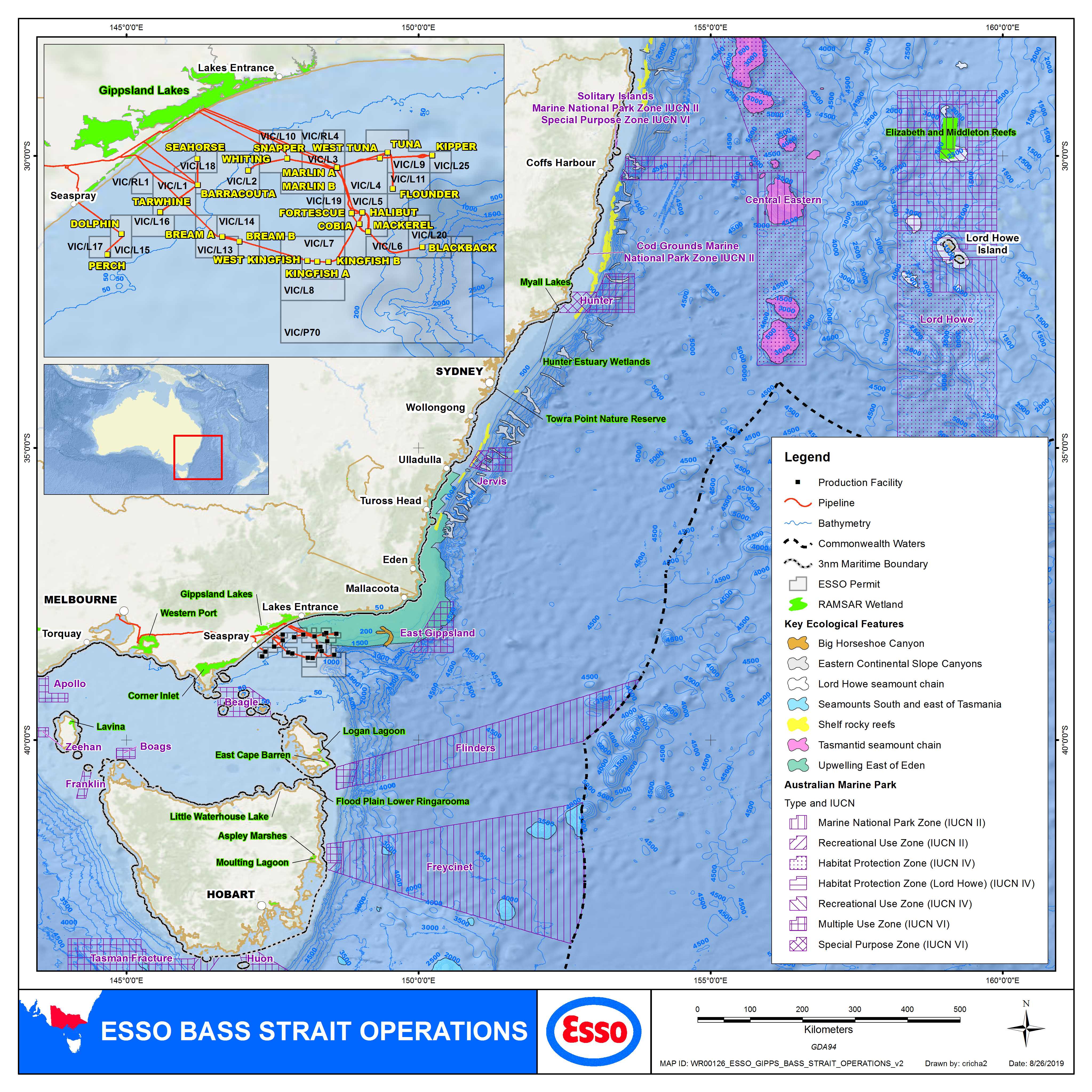 Location map - Activity: Bass Strait Operations (refer to description)