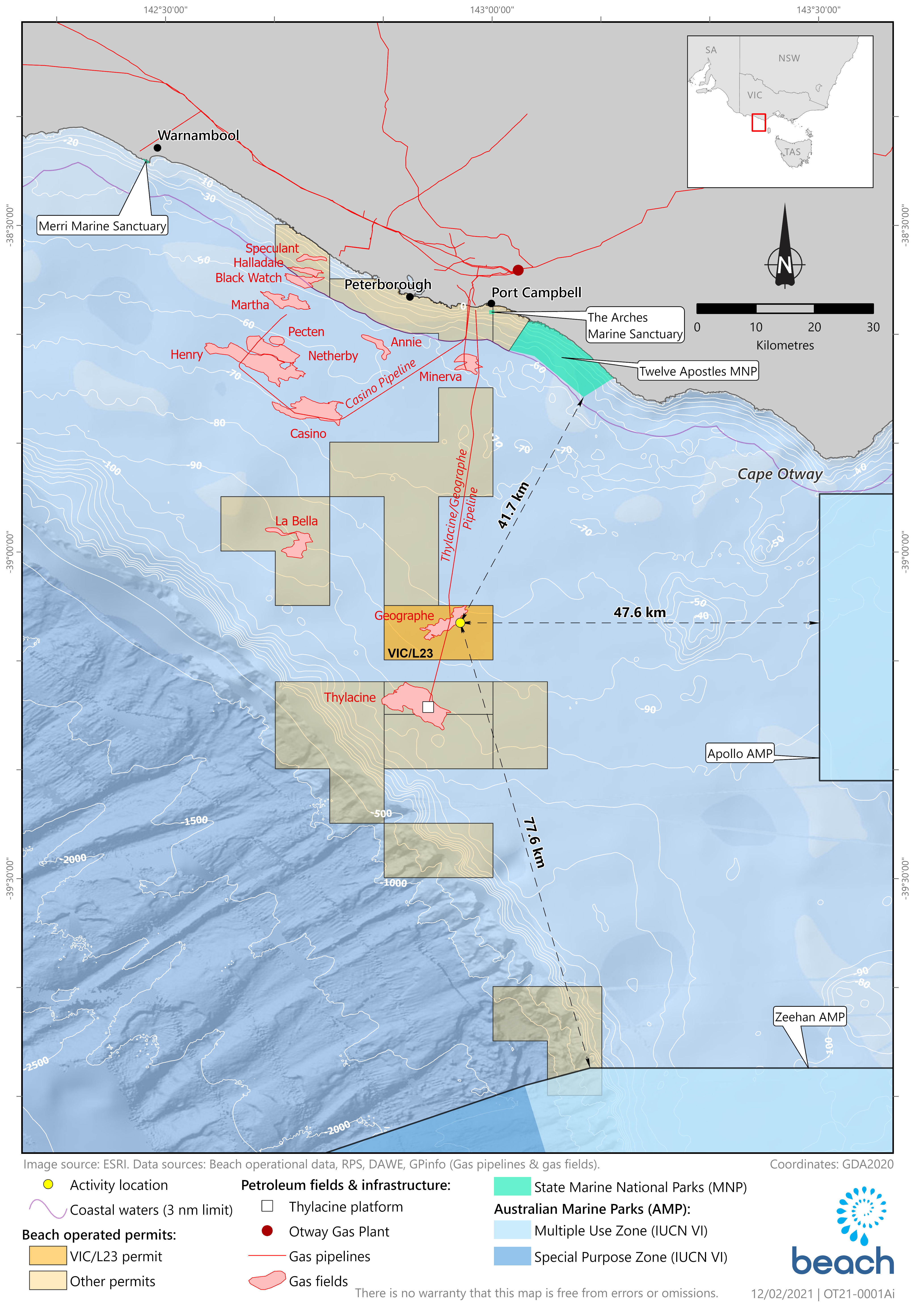Location map - Activity: Geographe Subsea Installation and Commissioning  (refer to description)