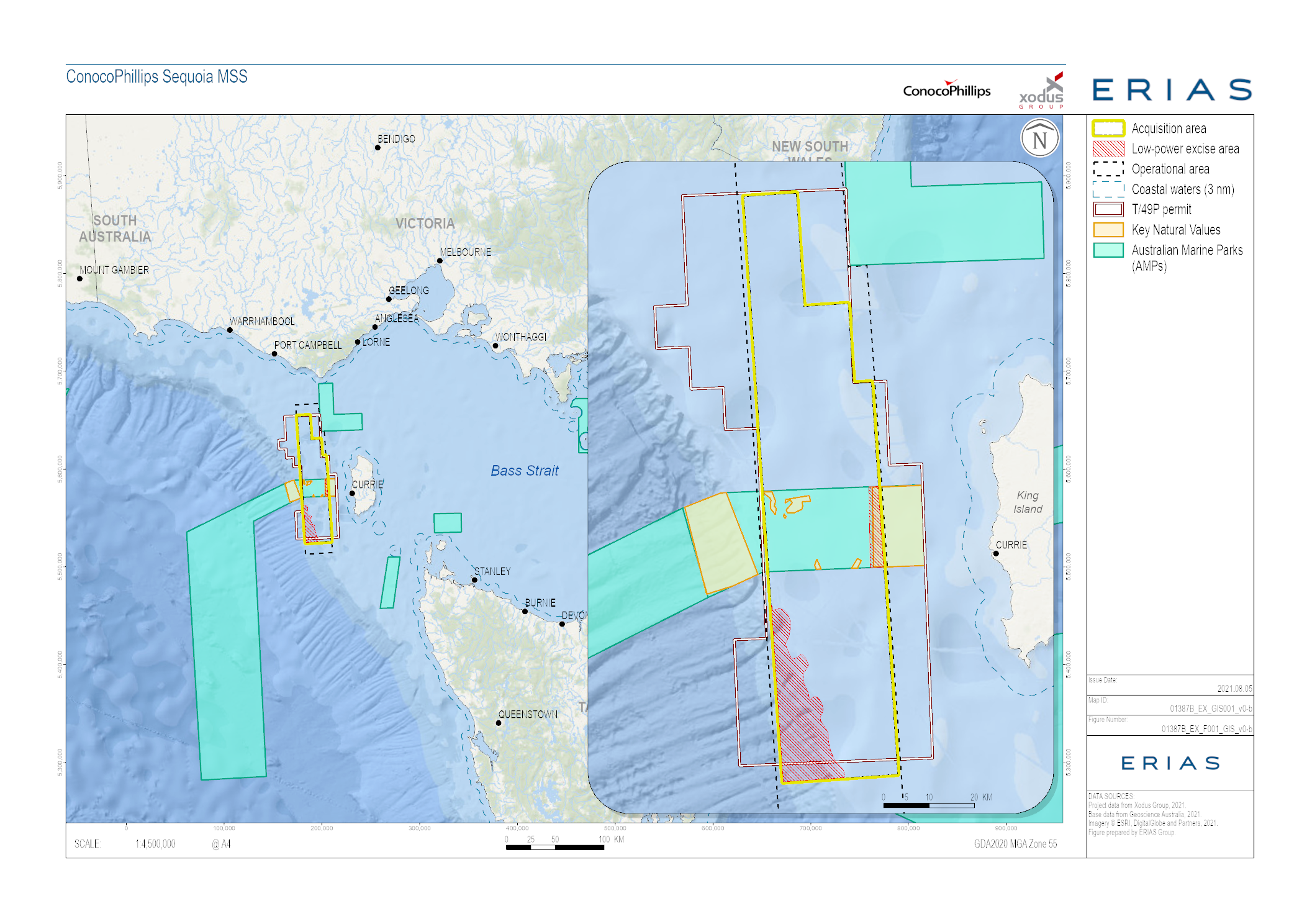 Location map - Activity: Sequoia 3D Marine Seismic Survey  (refer to description)