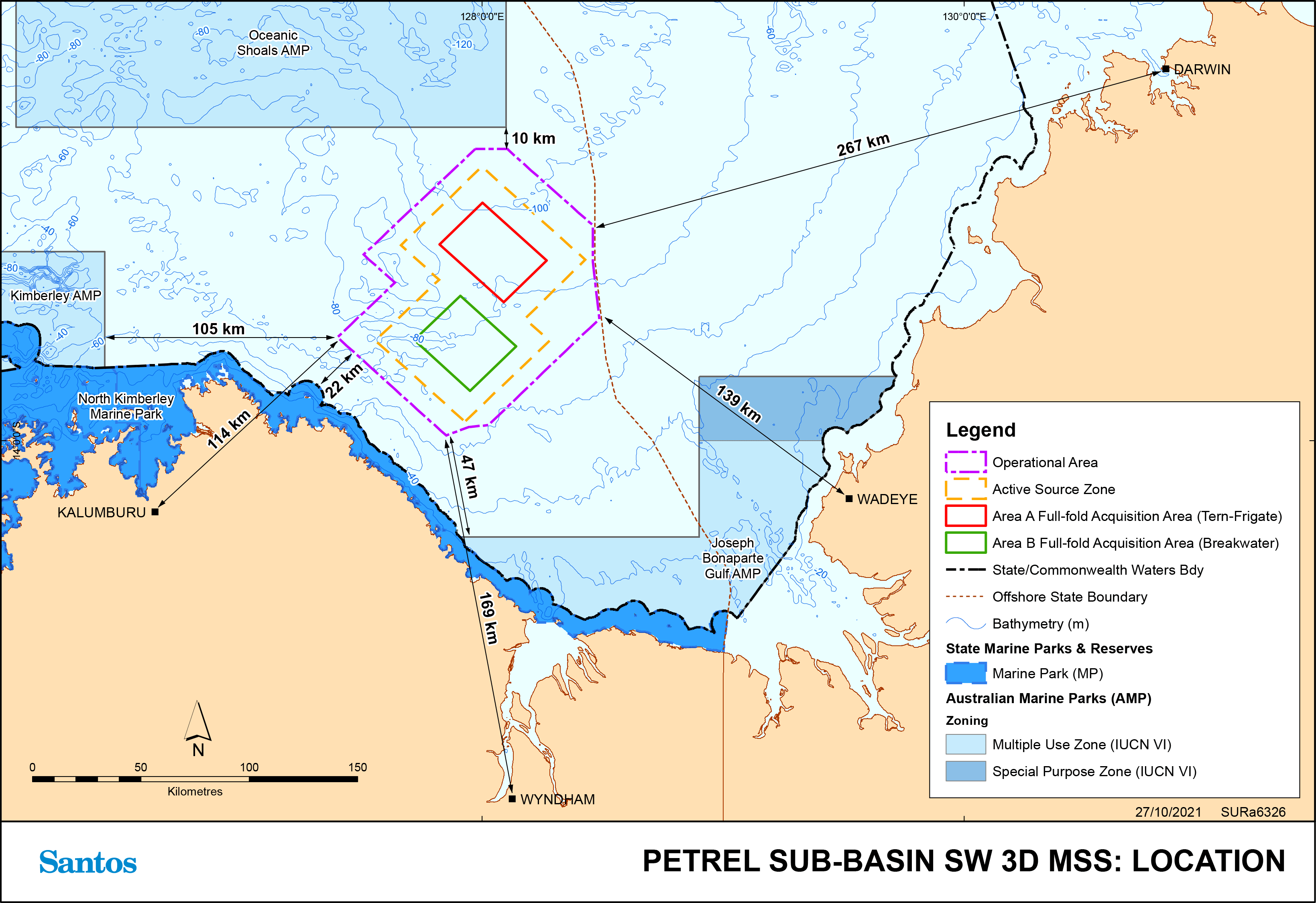 Location map - Activity: Petrel Sub-Basin South-West 3D Marine Seismic Survey (refer to description)