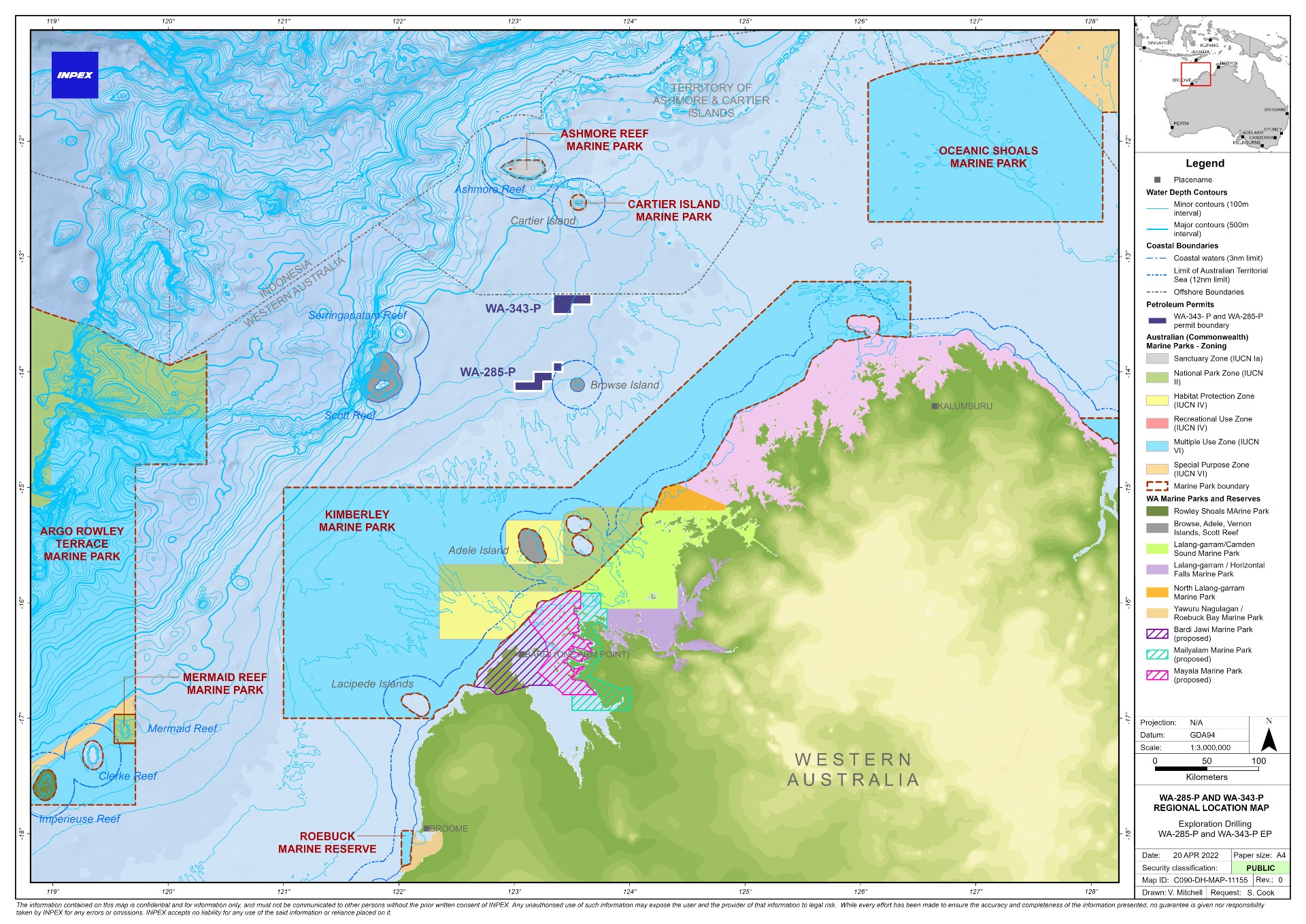 Location map - Activity: Exploration Drilling WA-285-P & WA-343-P (refer to description)