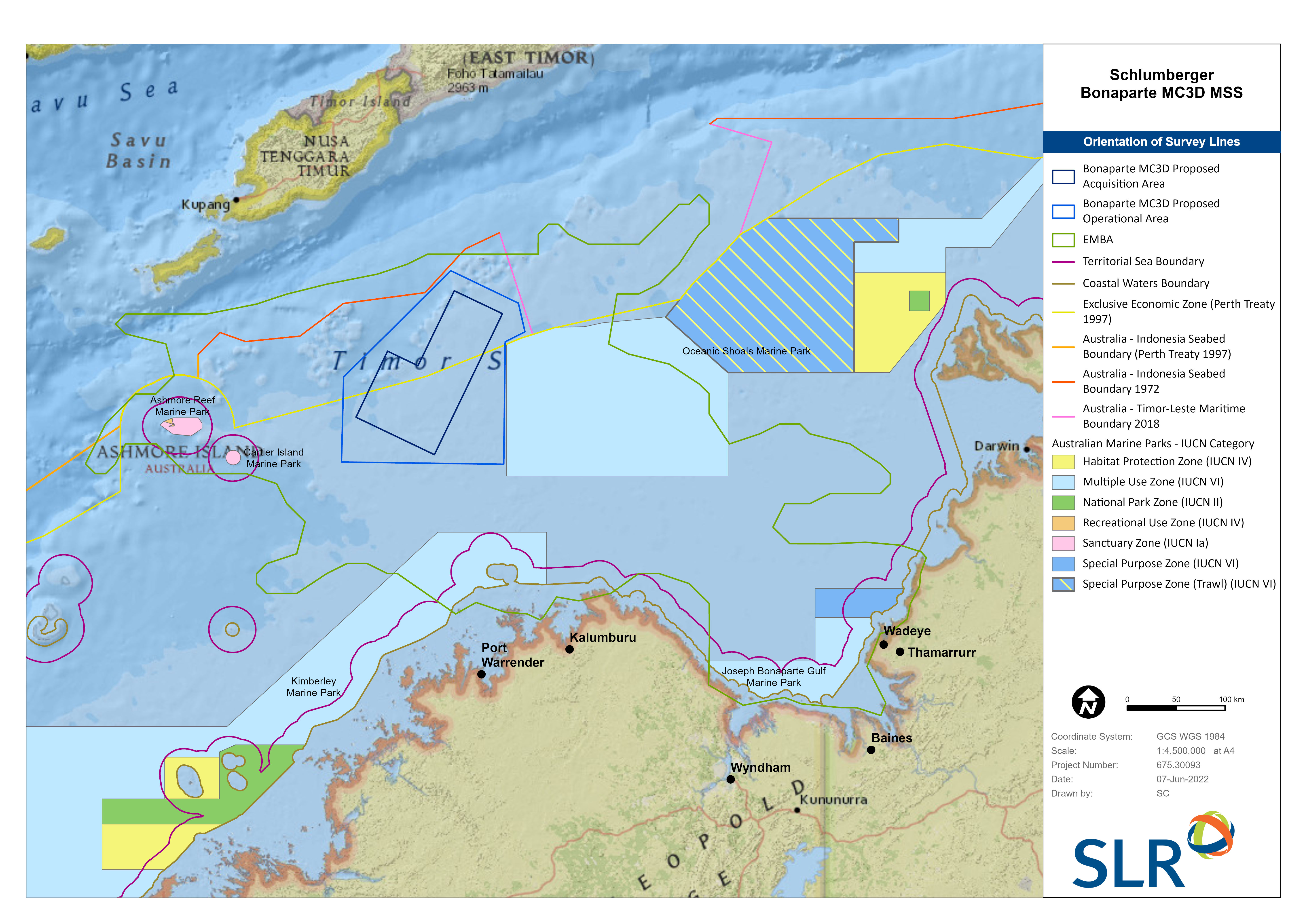 Location map - Activity: Bonaparte MC3D Marine Seismic Survey (refer to description)