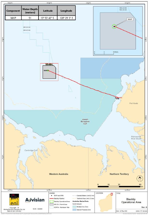 Location map - Activity: Blacktip Drilling (refer to description)