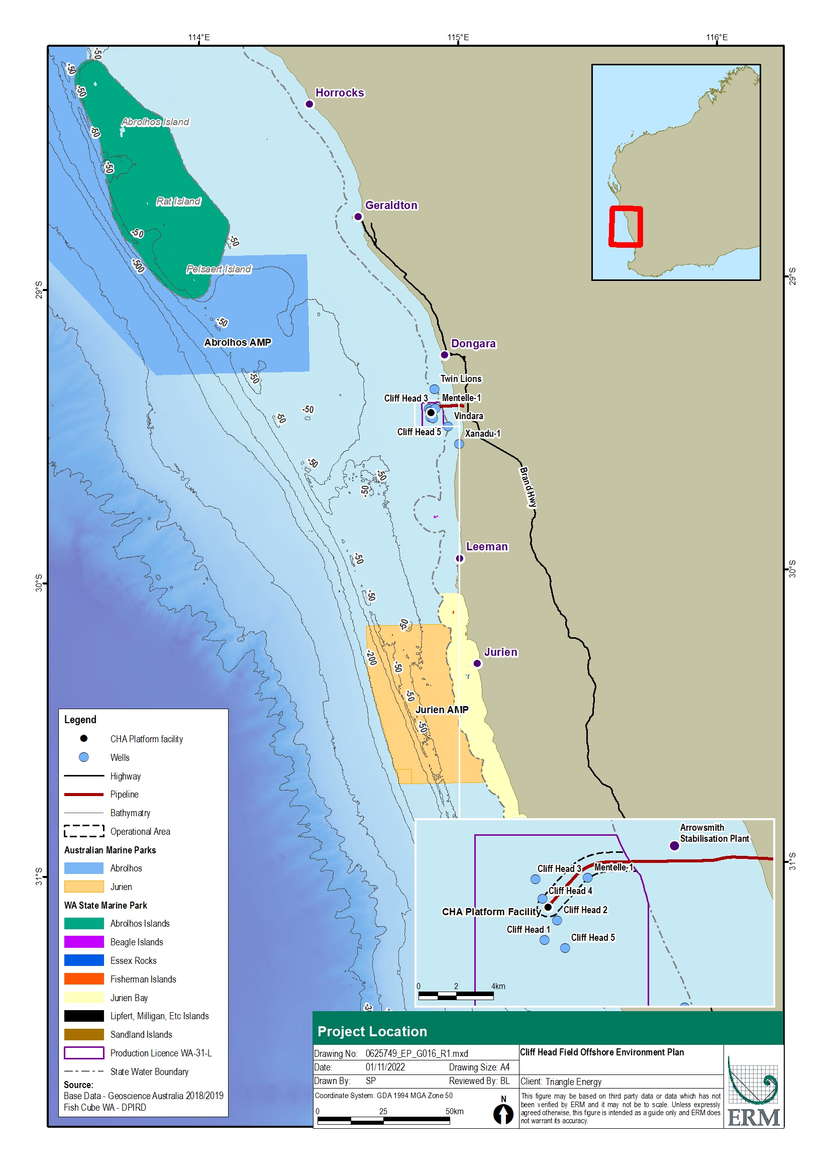 Location map - Activity: Cliff Head Field Offshore Operations (refer to description)