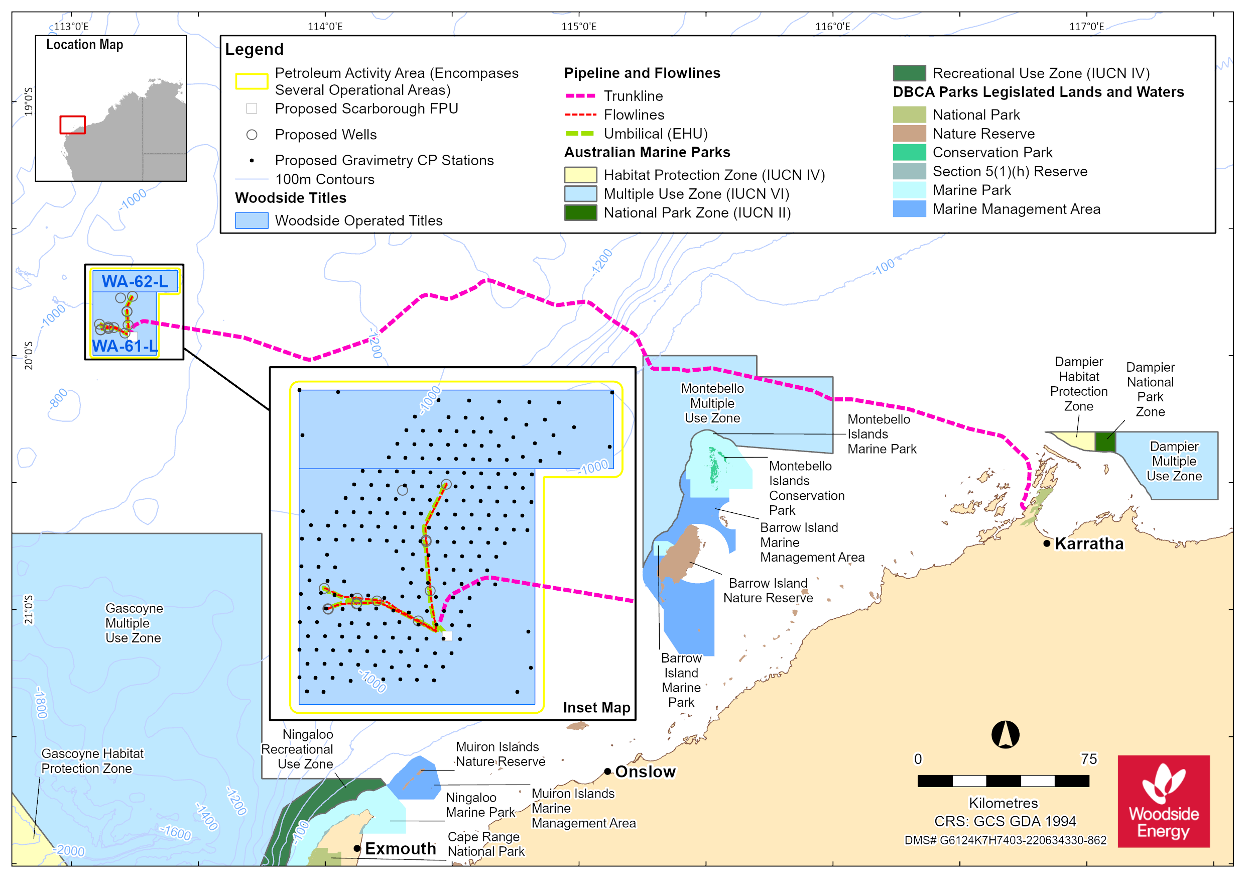 Location map - Activity: WA-61-L and WA-62-L Subsea Infrastructure Installation (refer to description)