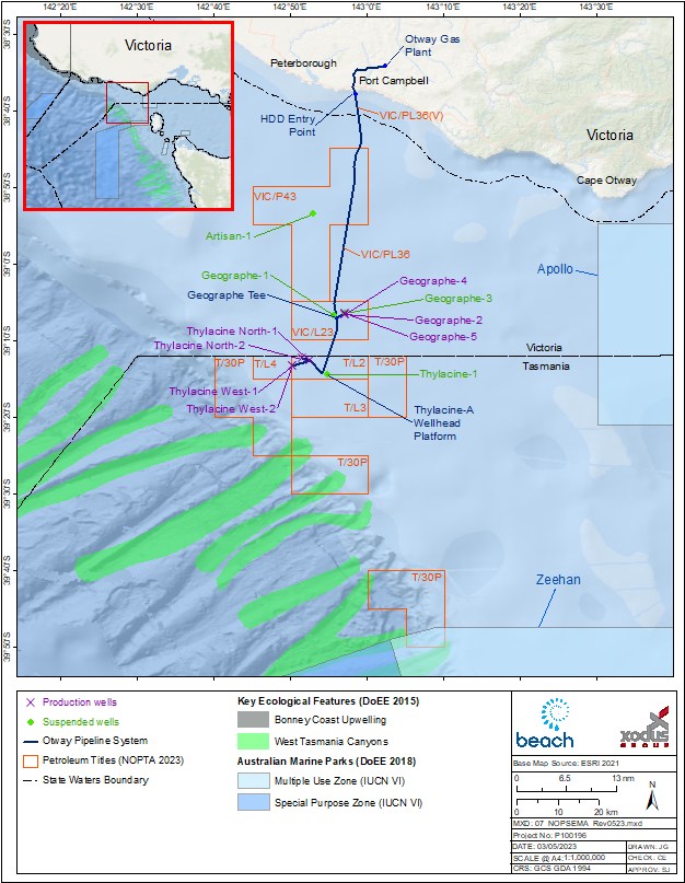Location map - Activity: Otway Offshore Operations (refer to description)