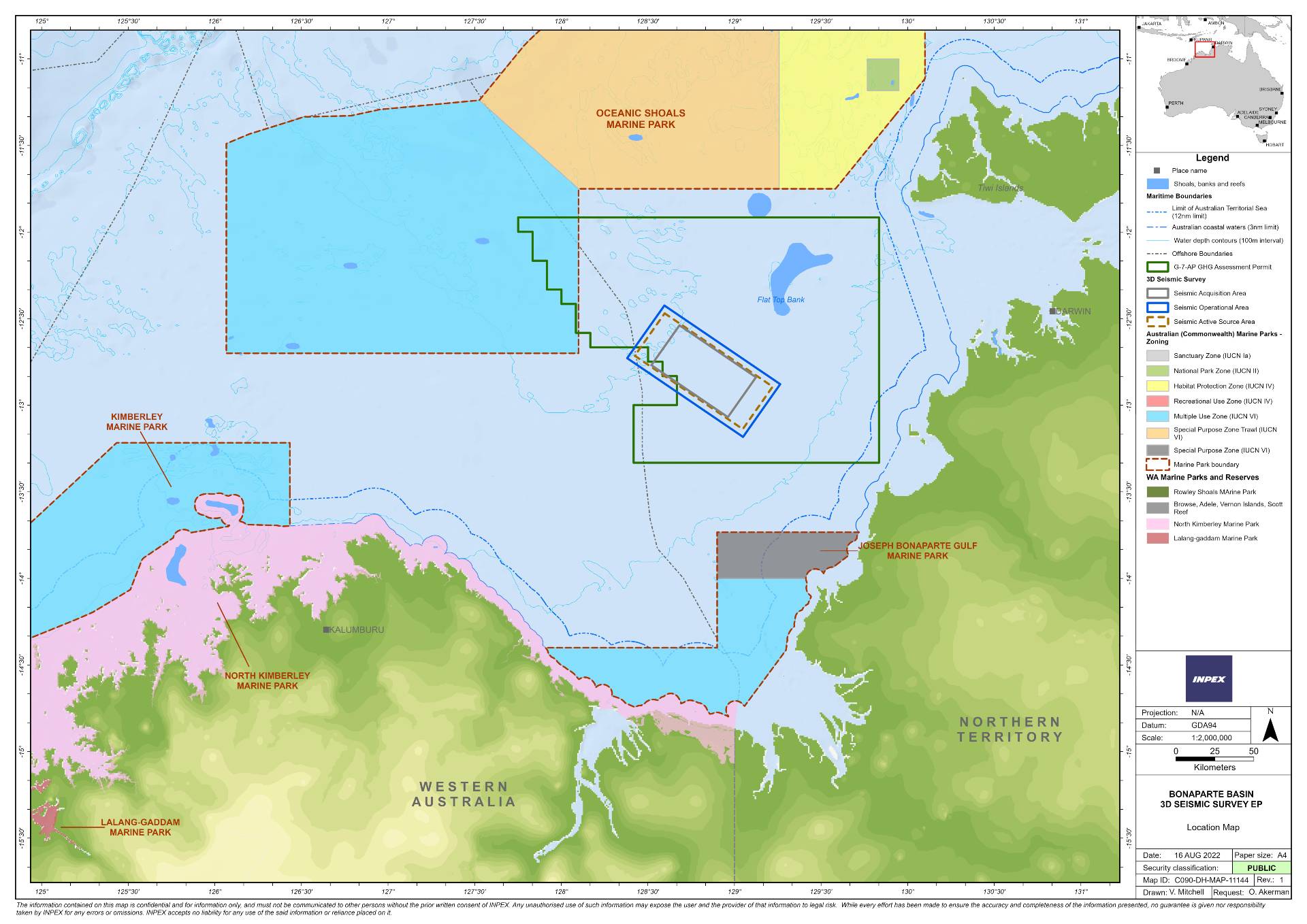Location map - Activity: Bonaparte Basin 3D Marine Seismic Survey (refer to description)