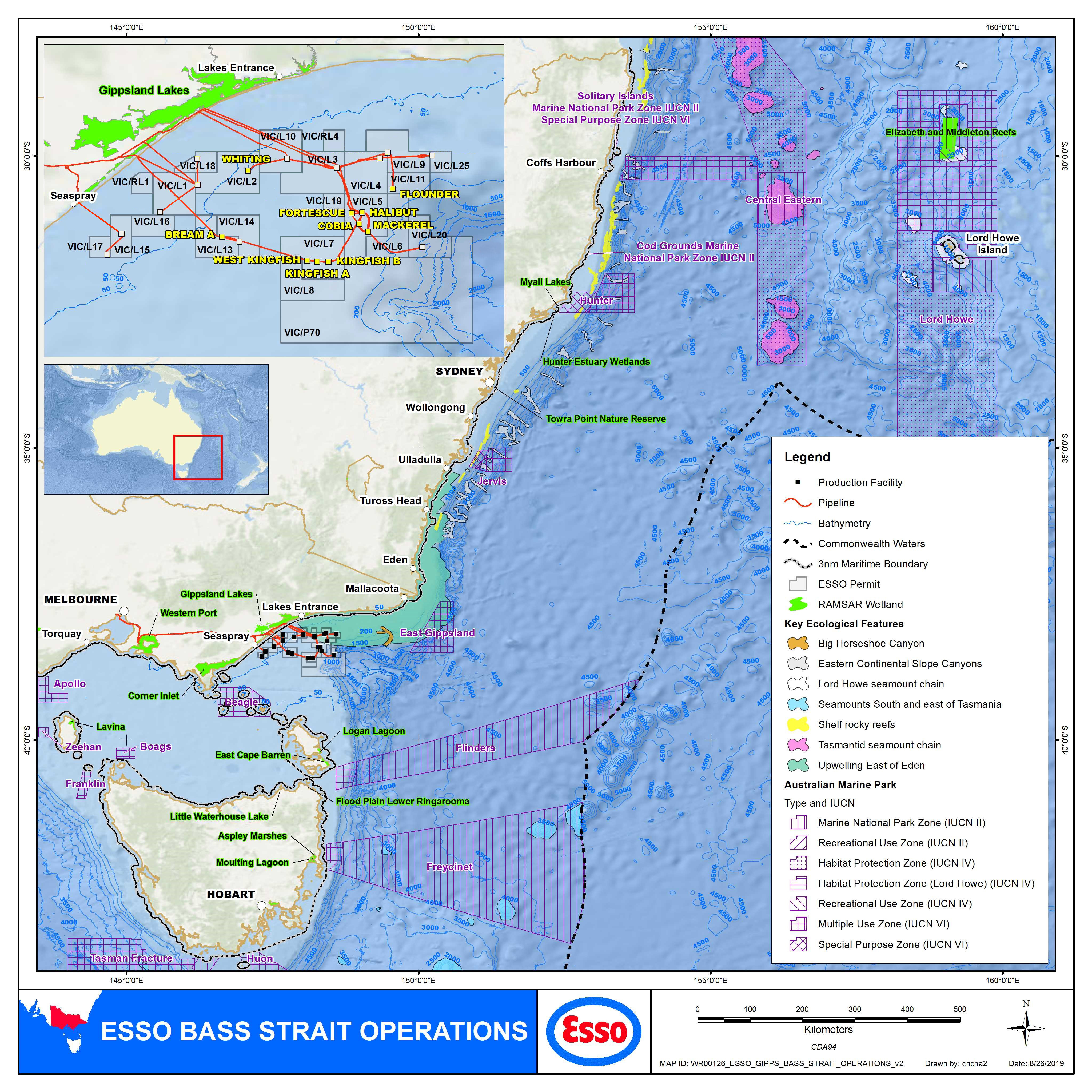 Location map - Activity: Gippsland Basin Decommissioning Campaign #1 Steel Piled Jackets End State (refer to description)