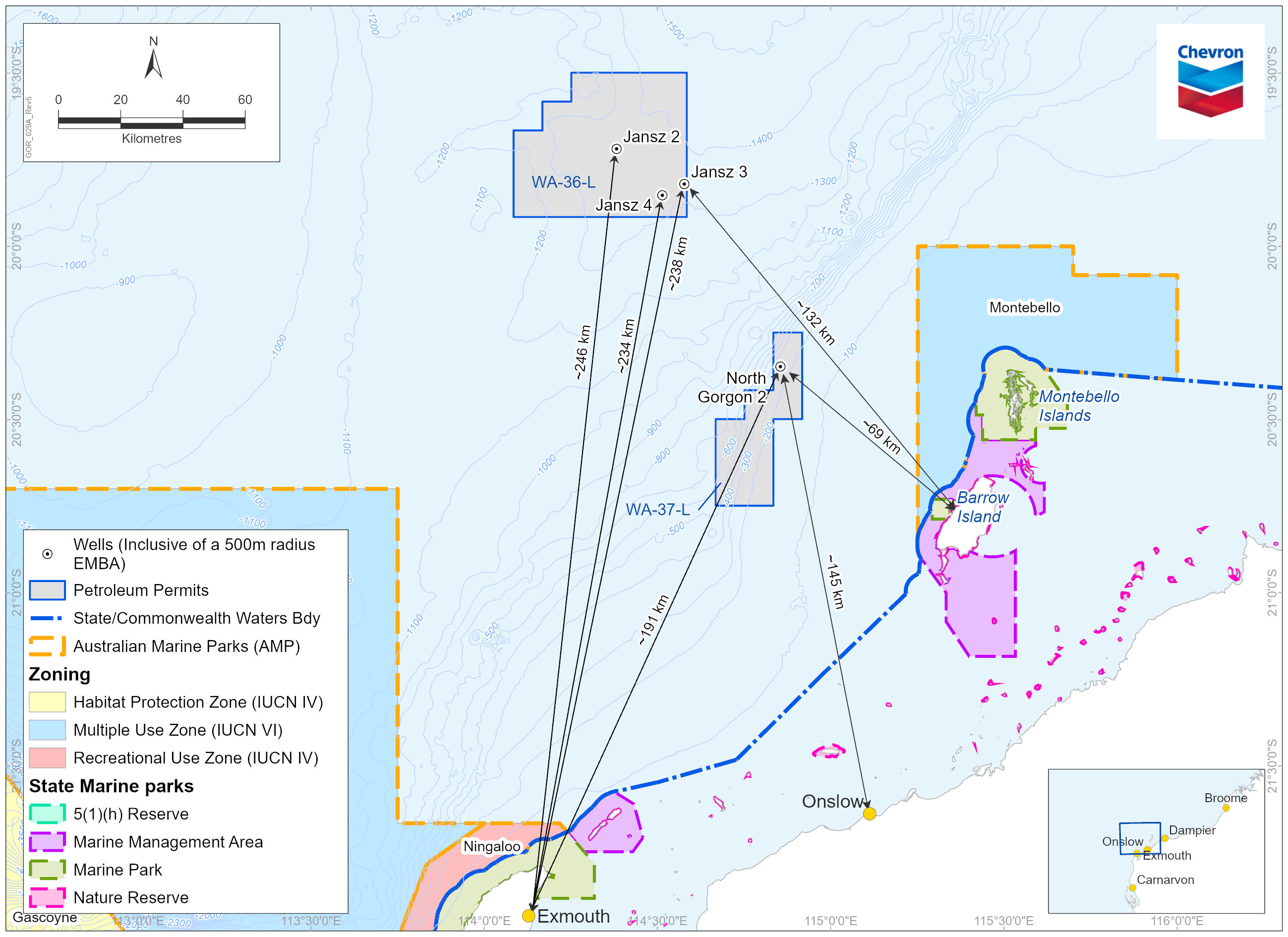 Location map - Activity: Gorgon Gas Development Gorgon and Jansz Wellhead Decommissioning (refer to description)
