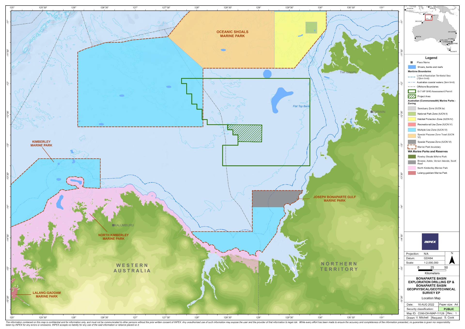 Location map - Activity: Bonaparte Basin Exploration Drilling (refer to description)